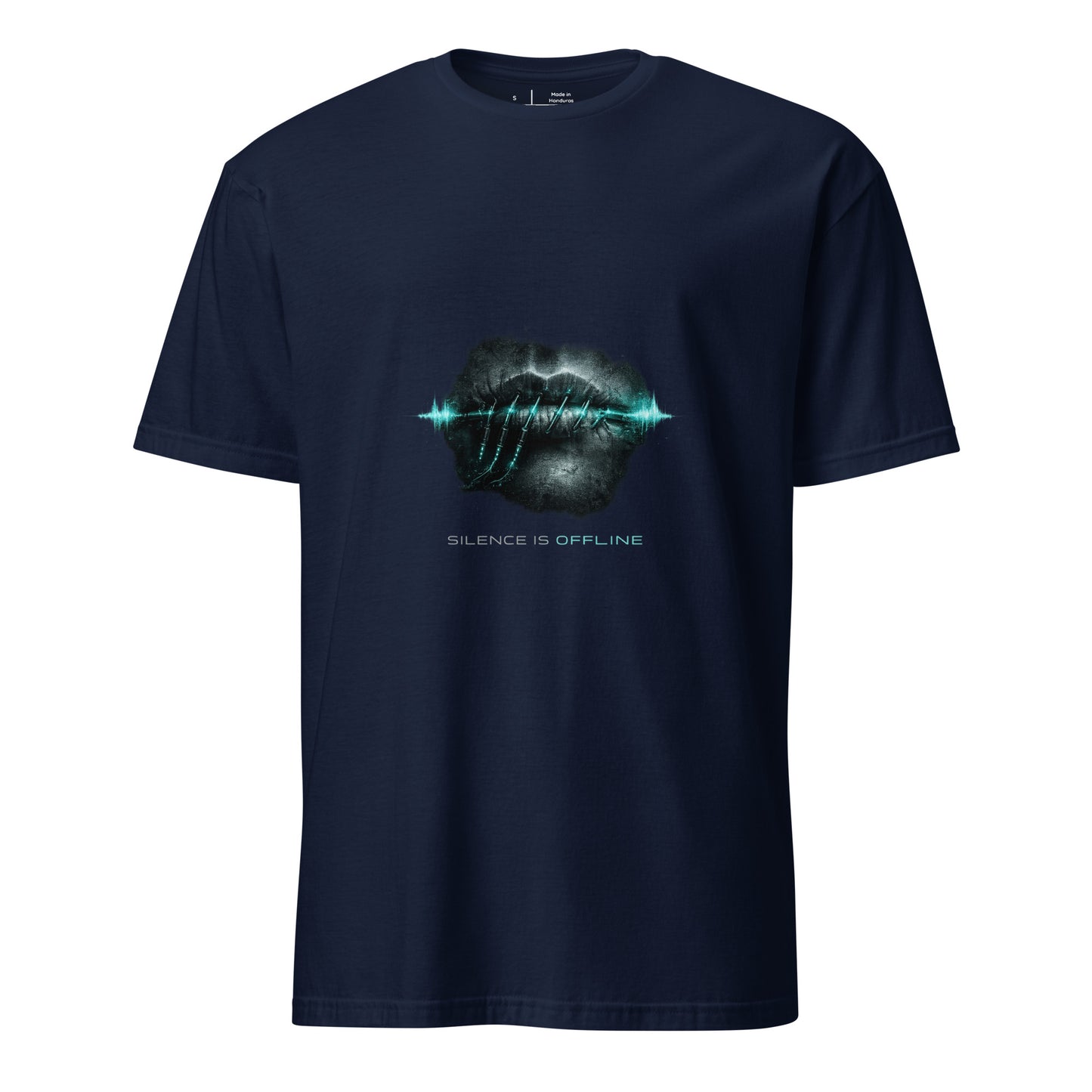 Silence Is Offline – Dark Cyber - Short-Sleeve Unisex T-Shirt - Graphic Tee - Navy - Front