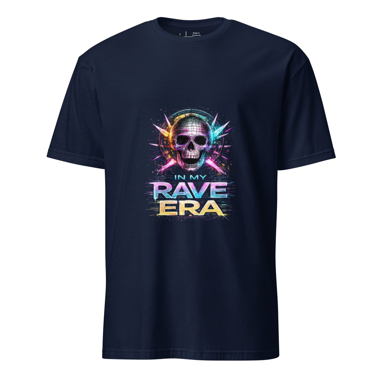 In My Rave Era – Neon Skull Festival - Short-Sleeve Unisex T-Shirt - Graphic Tee - Navy - Front