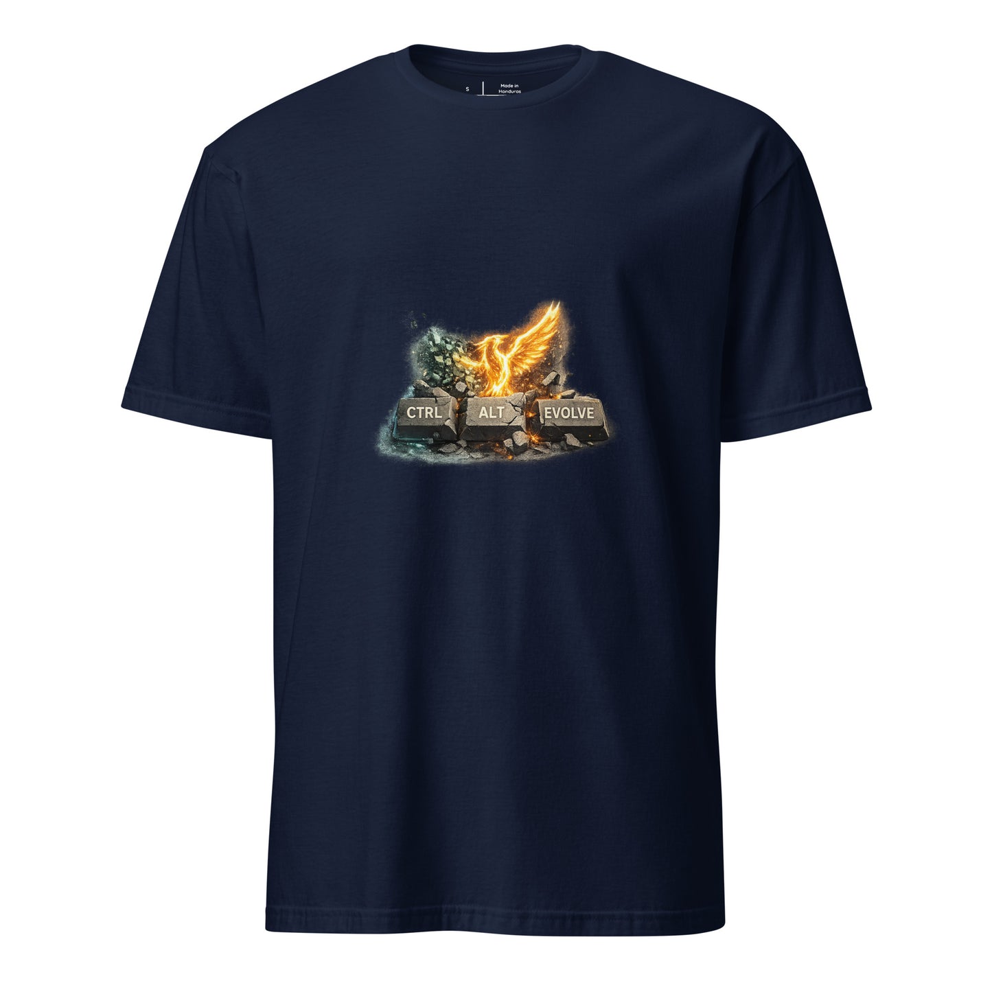 Ctrl + Alt + Evolve – Rebirth Mindset - Short-Sleeve Unisex T-Shirt - Graphic Tee - Navy - Front