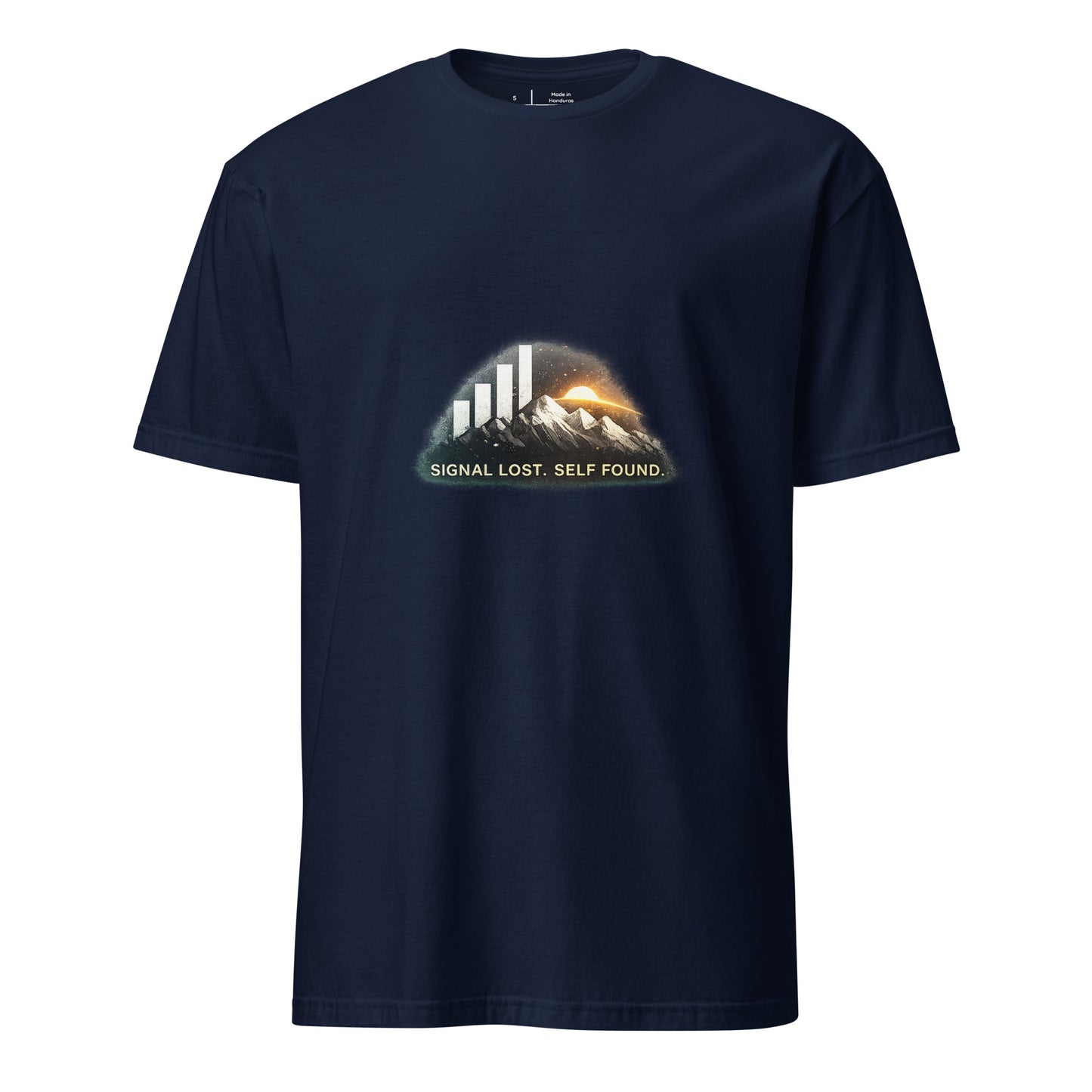 Signal Lost. Self Found. – Digital Detox - Short-Sleeve Unisex T-Shirt - Graphic Tee - Navy - Front
