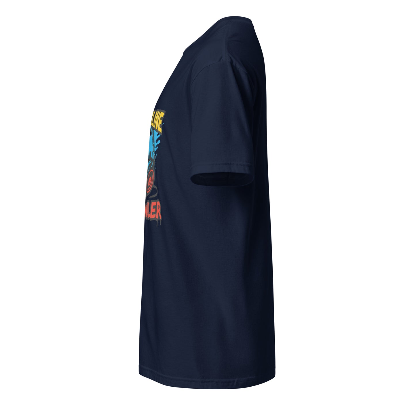 Bassline Brawler - Battle-Ready Beats - Short-Sleeve Unisex T-Shirt - Graphic Tee - Navy - Left side