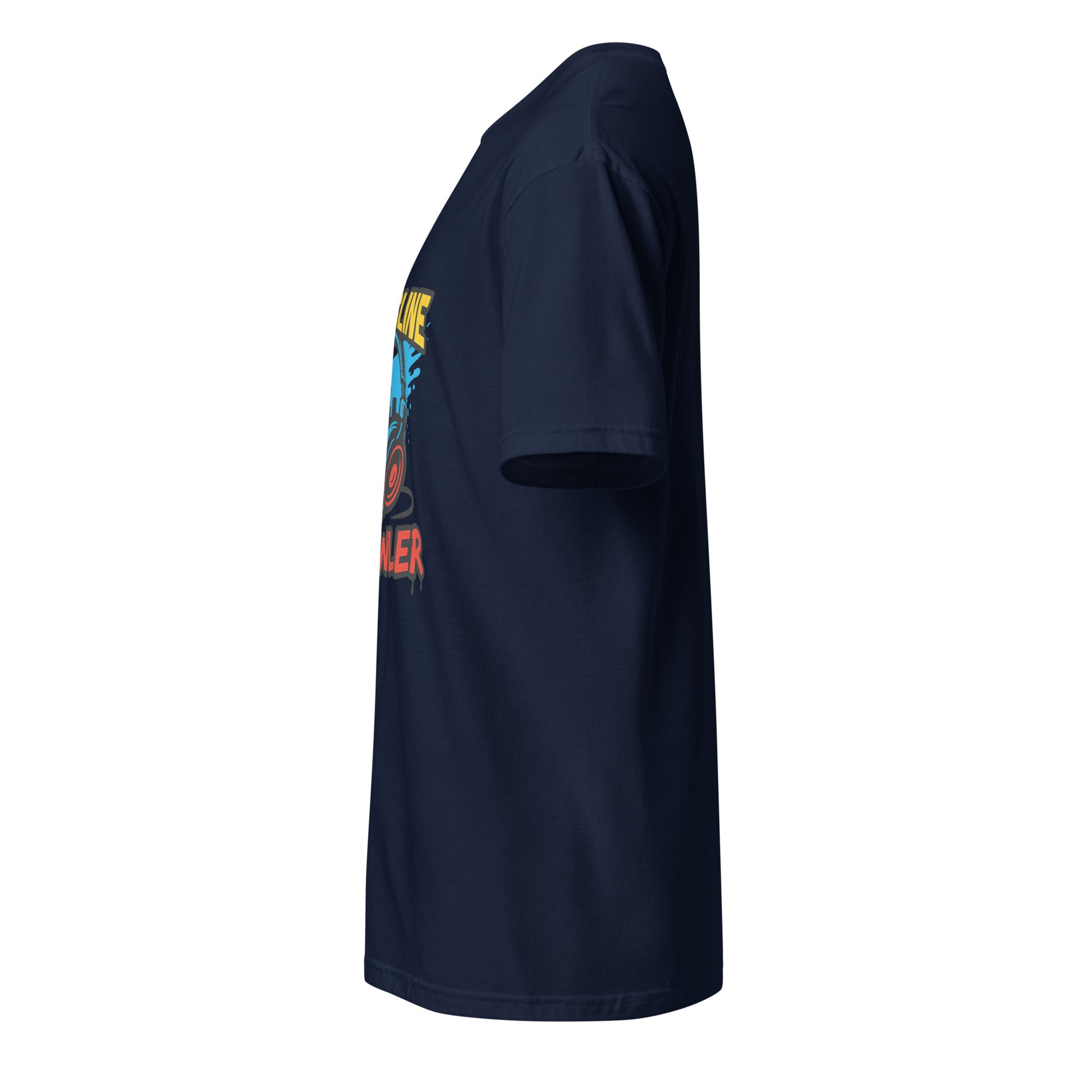 Bassline Brawler - Battle-Ready Beats - Short-Sleeve Unisex T-Shirt - Graphic Tee - Navy - Left side