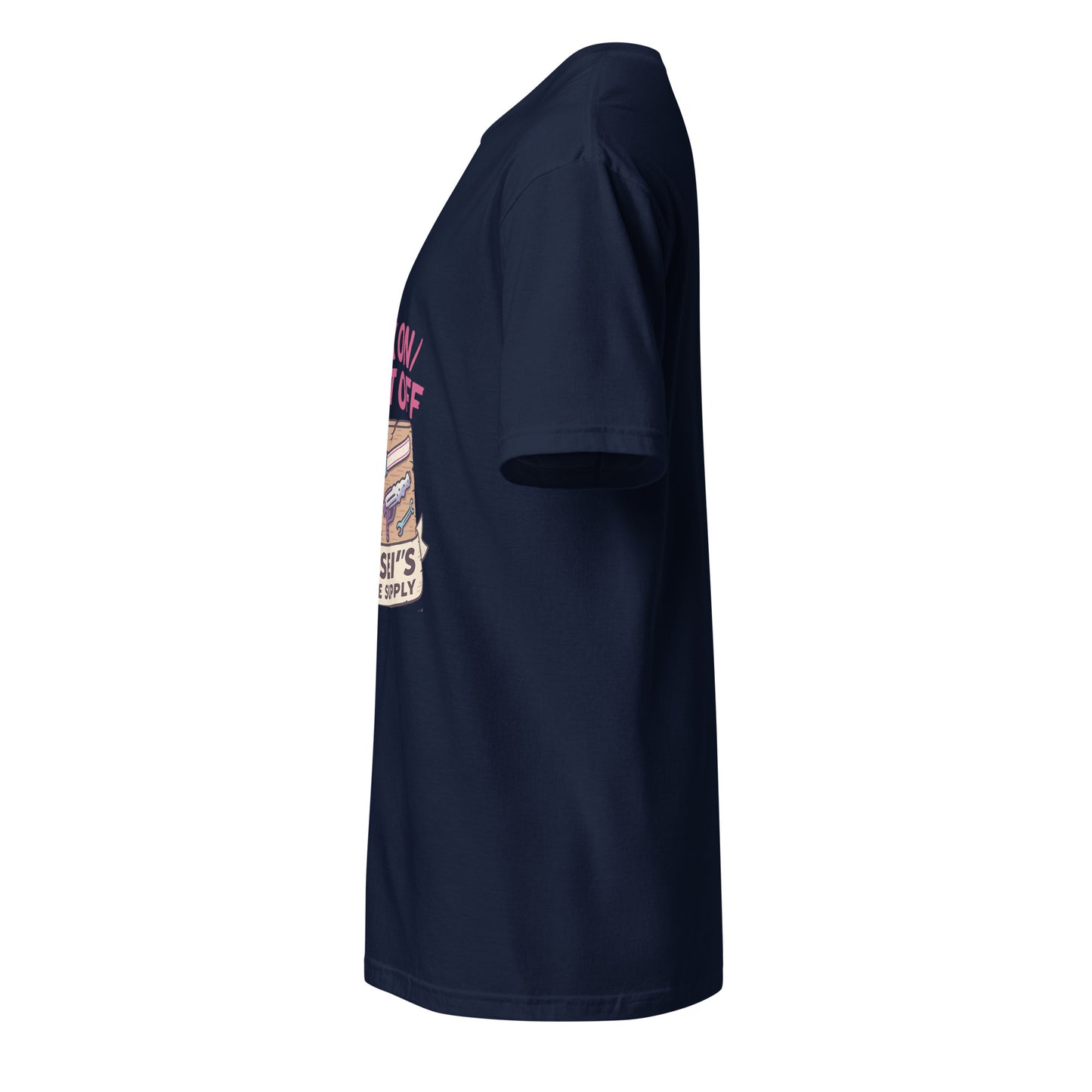 Wax On/Blast Off – Retro Karate Space - Short-Sleeve Unisex T-Shirt - Graphic Tee - Navy - Left side