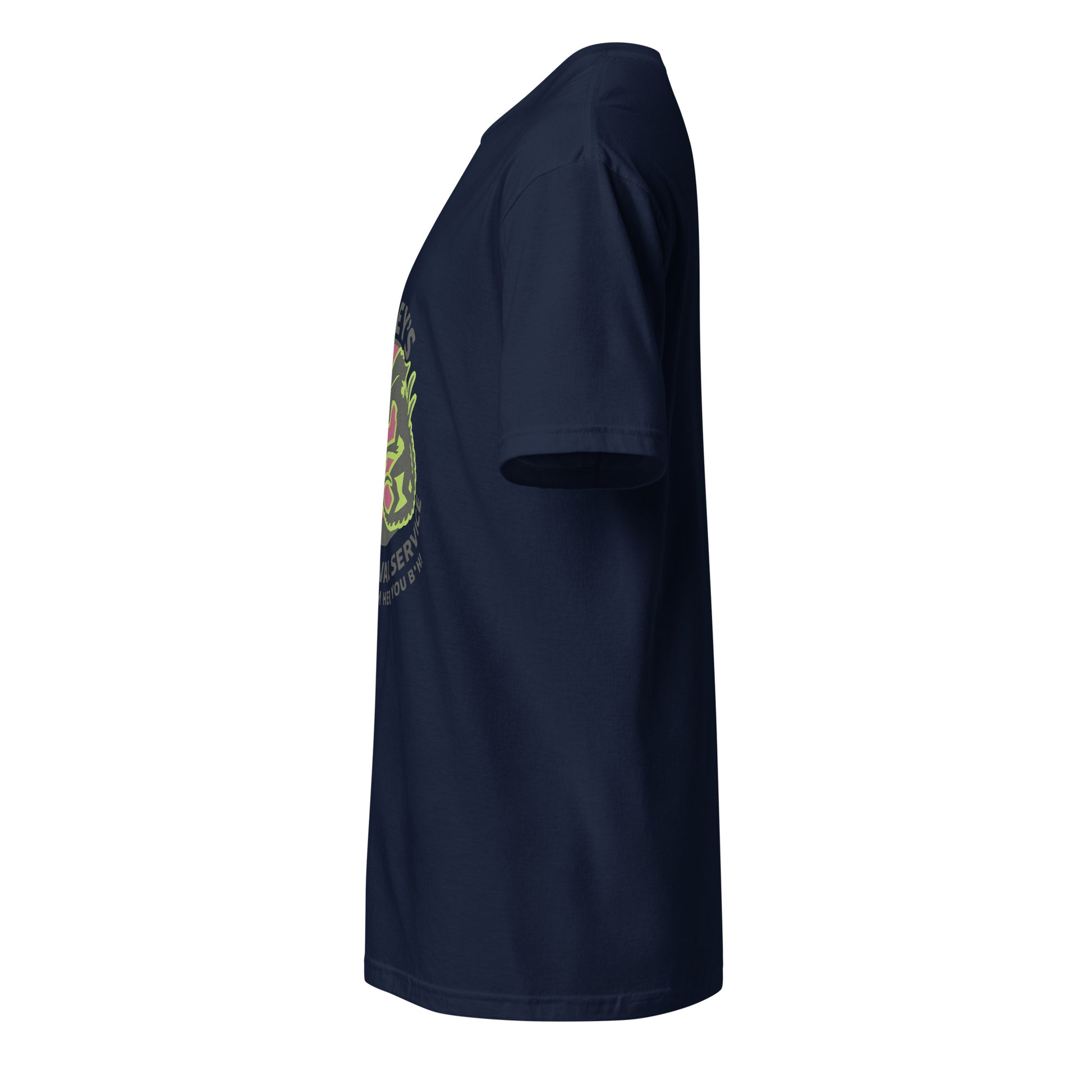Ripley’s Bug Removal Service – Sci-Fi Parody - Short-Sleeve Unisex T-Shirt - Graphic Tee - Navy - Left side