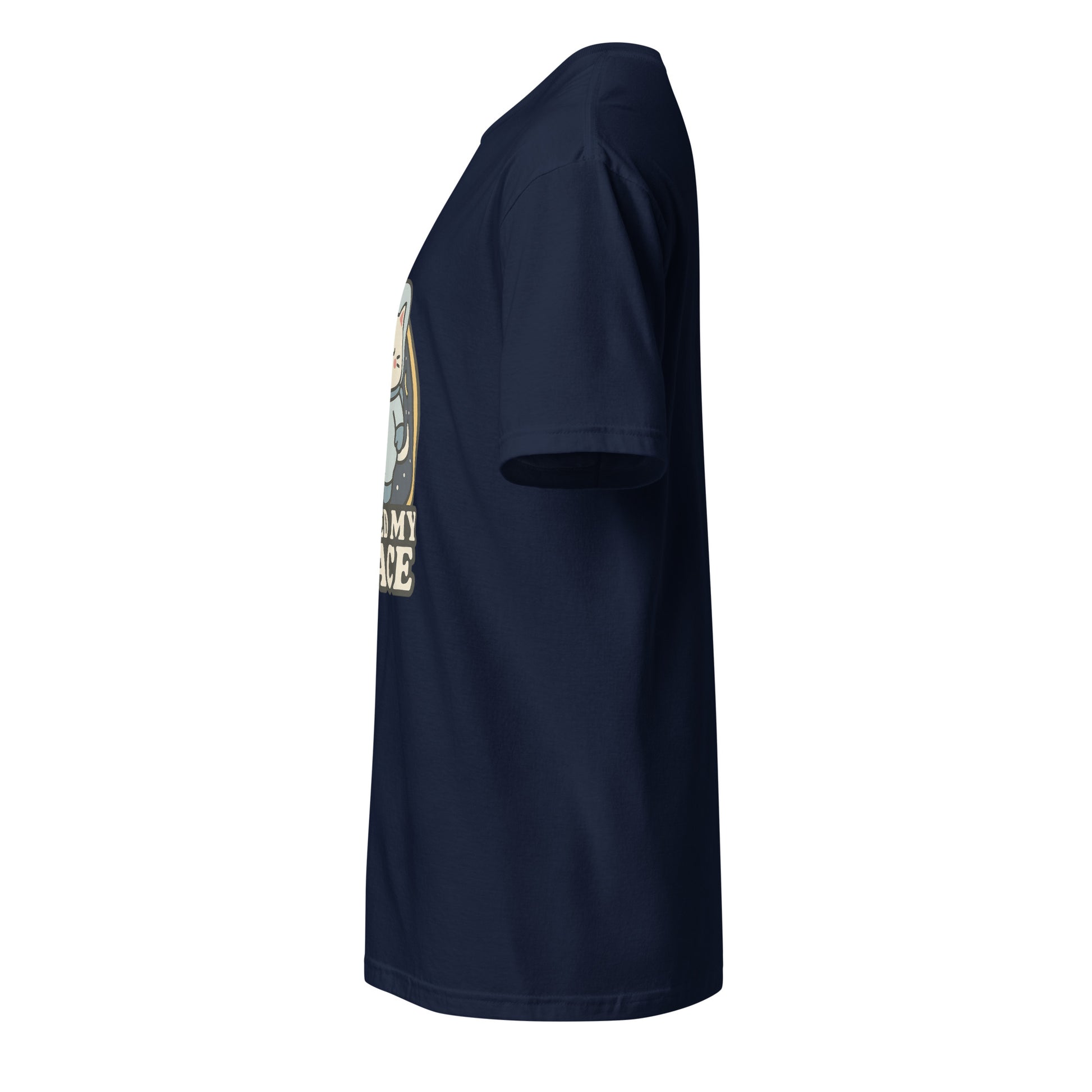 I Need Space – Lucky Cat Astronaut - Short-Sleeve Unisex T-Shirt - Graphic Tee - Navy -Left side
