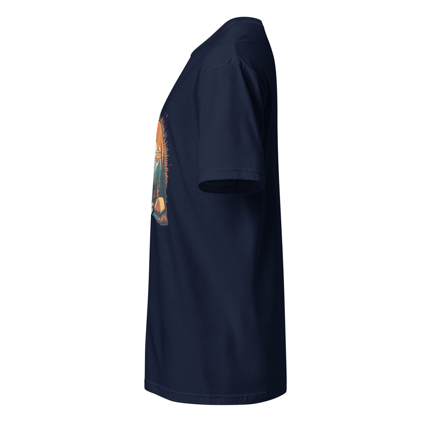 Golden Sunset Camping Escape – Adventure - Short-Sleeve Unisex T-Shirt - Graphic Tee - Navy - Left side