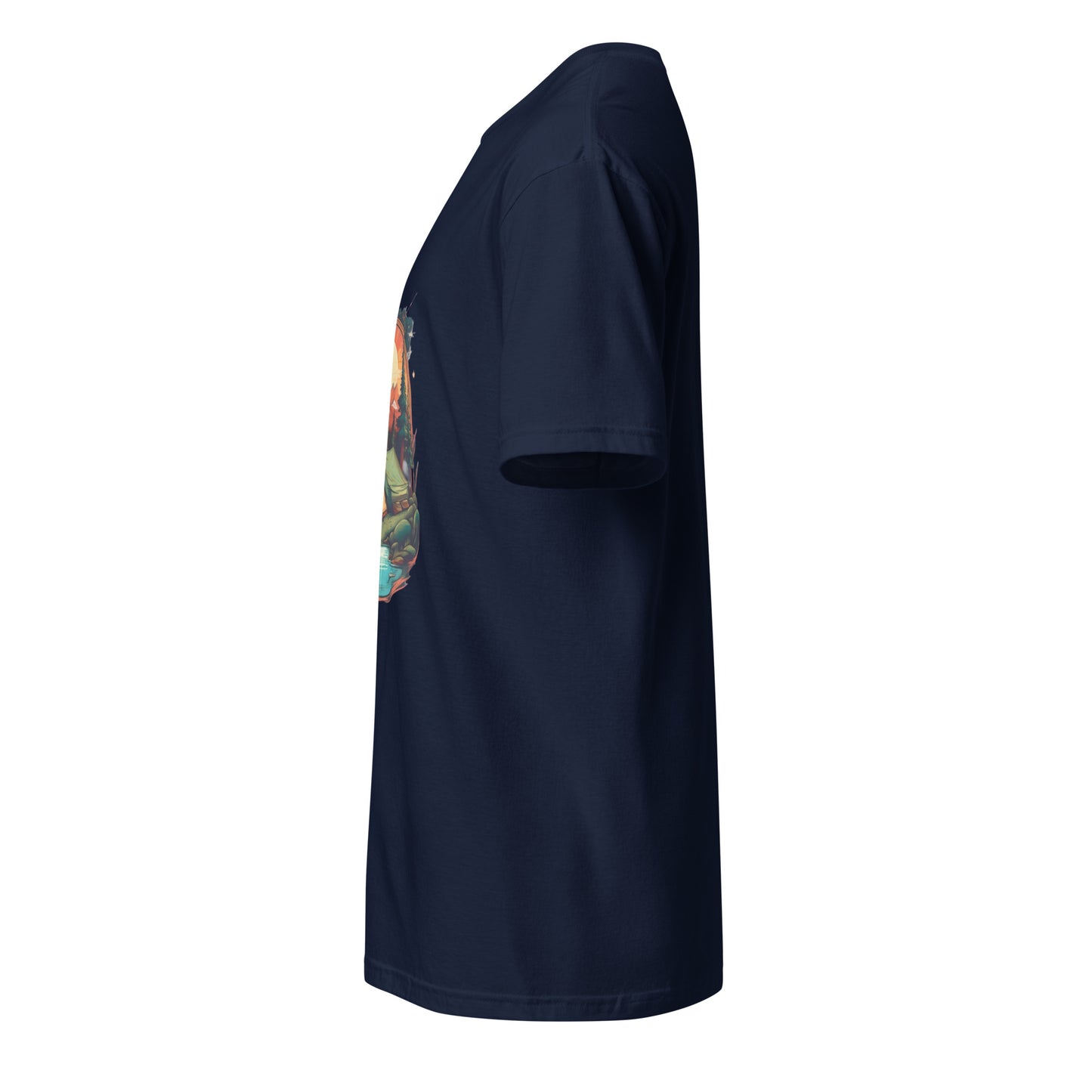 Golden Escape – Twin Tent Adventure - Short-Sleeve Unisex T-Shirt - Graphic Tee - Navy - Left side