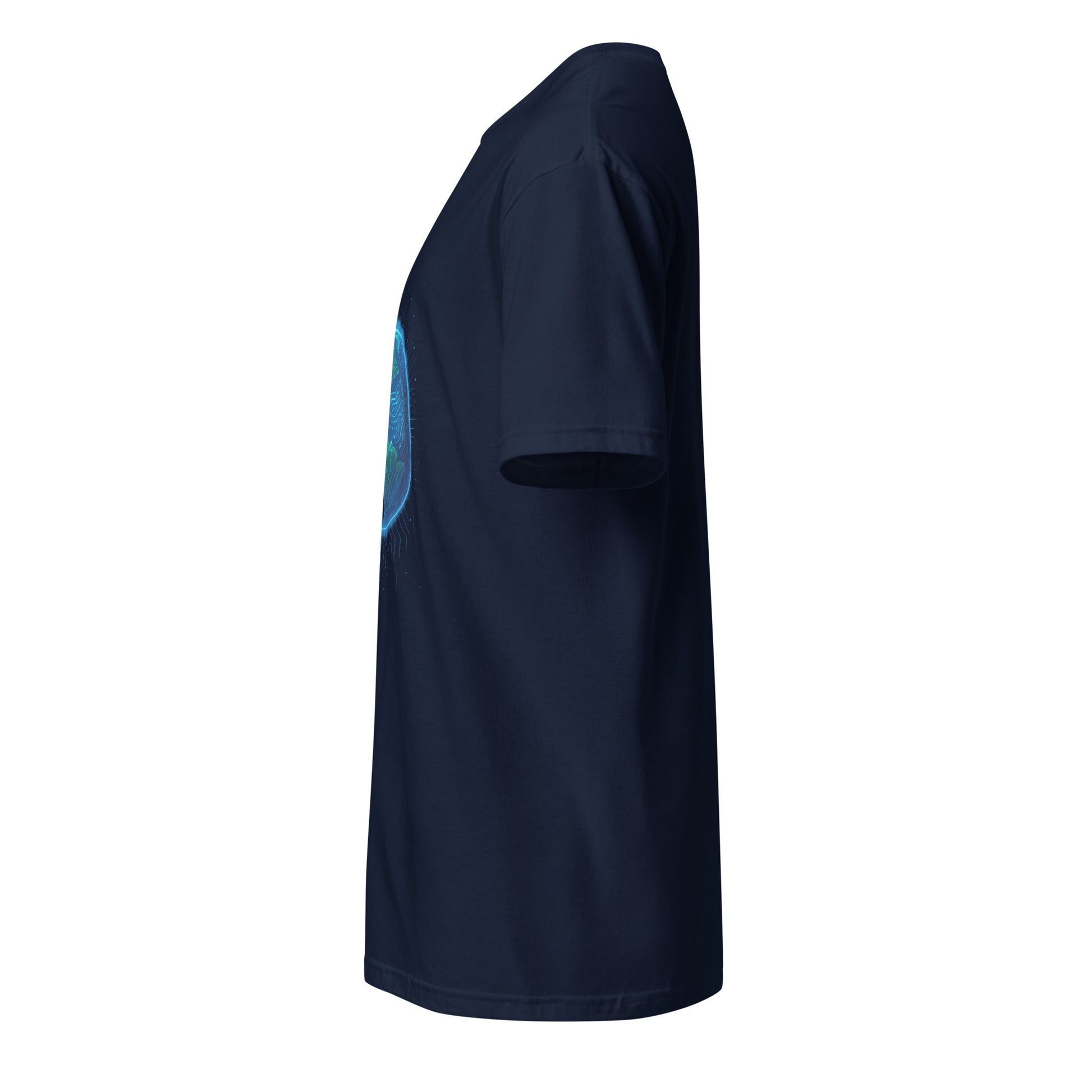 Cosmic Circuitry - Futuristic Cyberpunk - Short-Sleeve Unisex T-Shirt - Graphic Tee - Navy - Left side