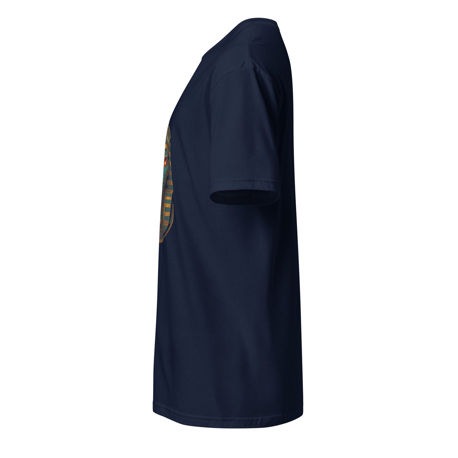 Neon Pharaoh – Cyber King - Short-Sleeve Unisex T-Shirt - Graphic Tee - Navy - Left side