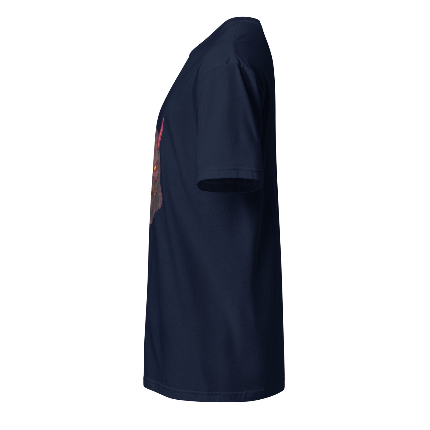 Galactic Samurai Mask – Cyber Oni - Short-Sleeve Unisex T-Shirt - Graphic Tee - Navy - Left side