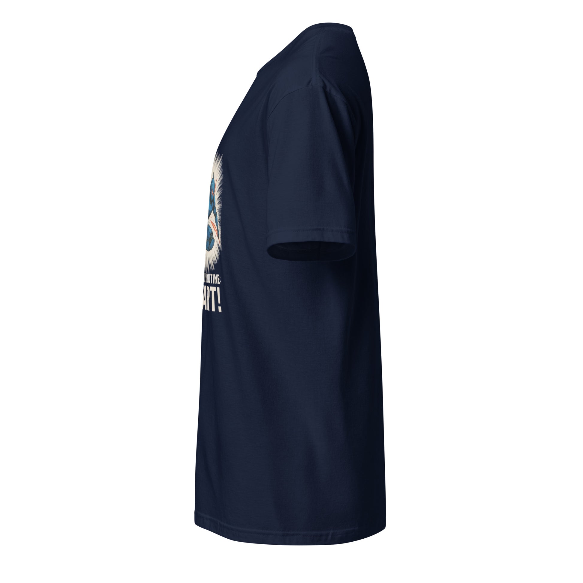 Battle Routine: Start! – Manga Mecha - Short-Sleeve Unisex T-Shirt - Graphic Tee - Navy - Left side