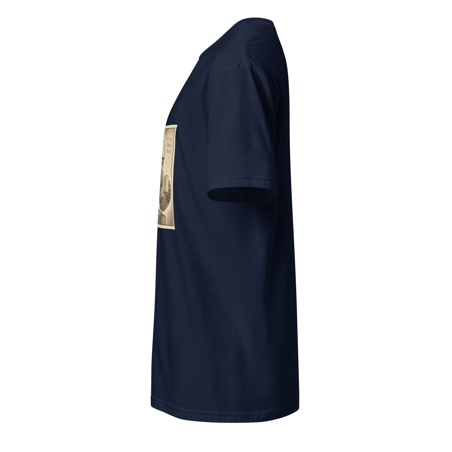 Rust Never Sleeps – Maintenance Bot - Short-Sleeve Unisex T-Shirt - Graphic Tee - Navy - Left side