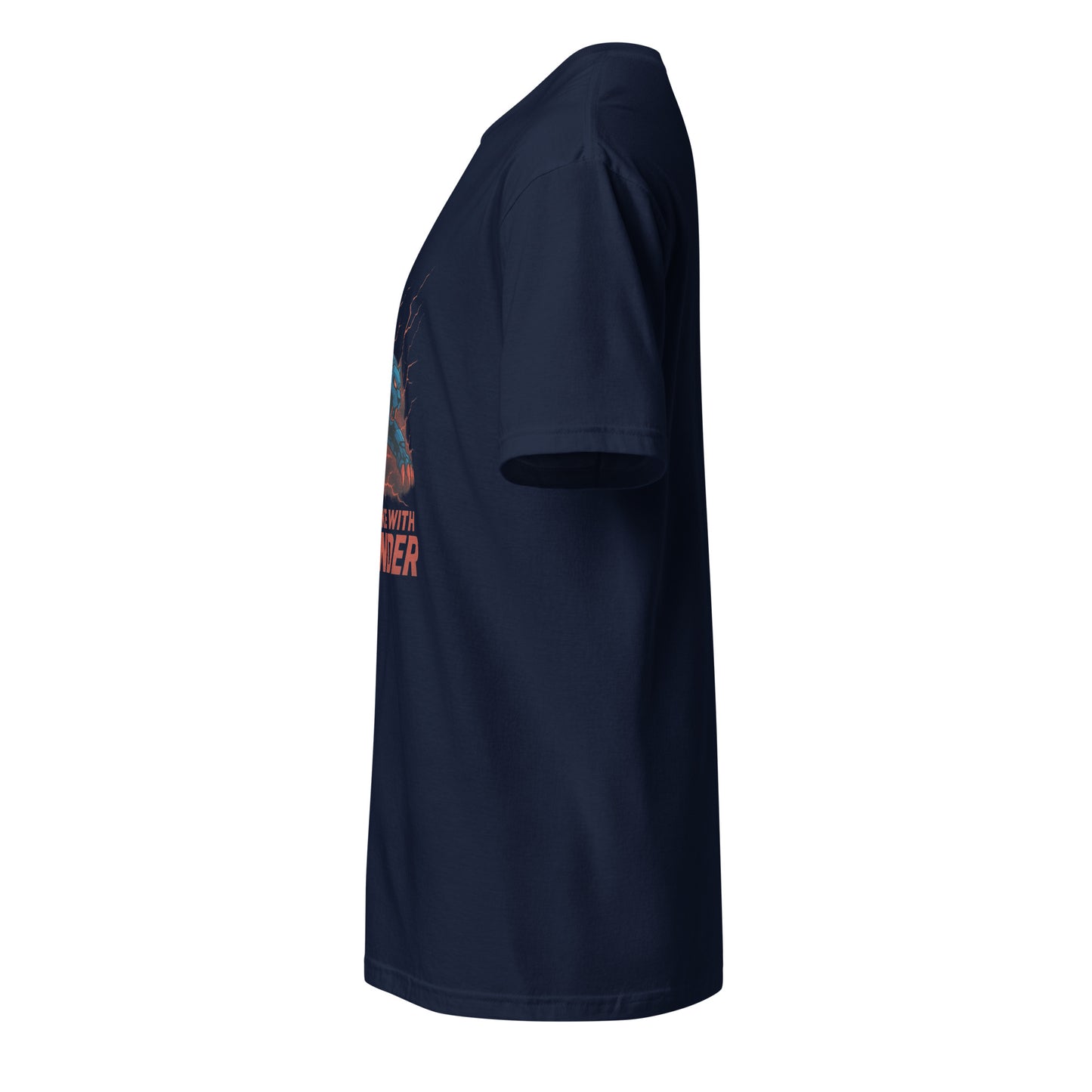 Mech-Panther Storm Unit – “Strike with Thunder.” - Short-Sleeve Unisex T-Shirt - Graphic Tee - Navy - Left side