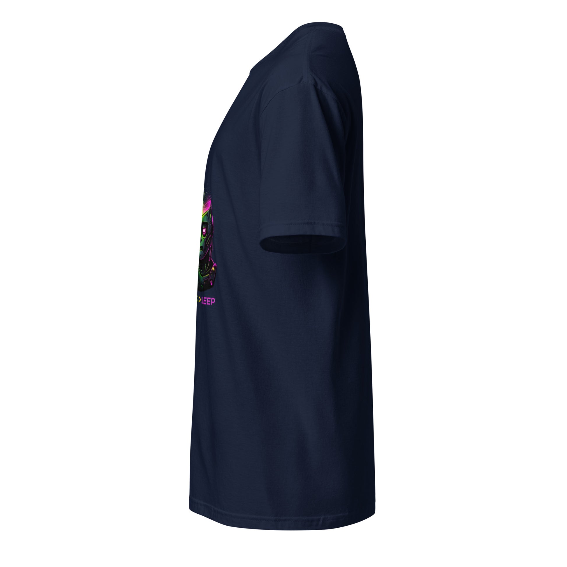 Energy Needed: Synths > Sleep – Cyber Rave - Short-Sleeve Unisex T-Shirt - Graphic Tee - Navy - Left side