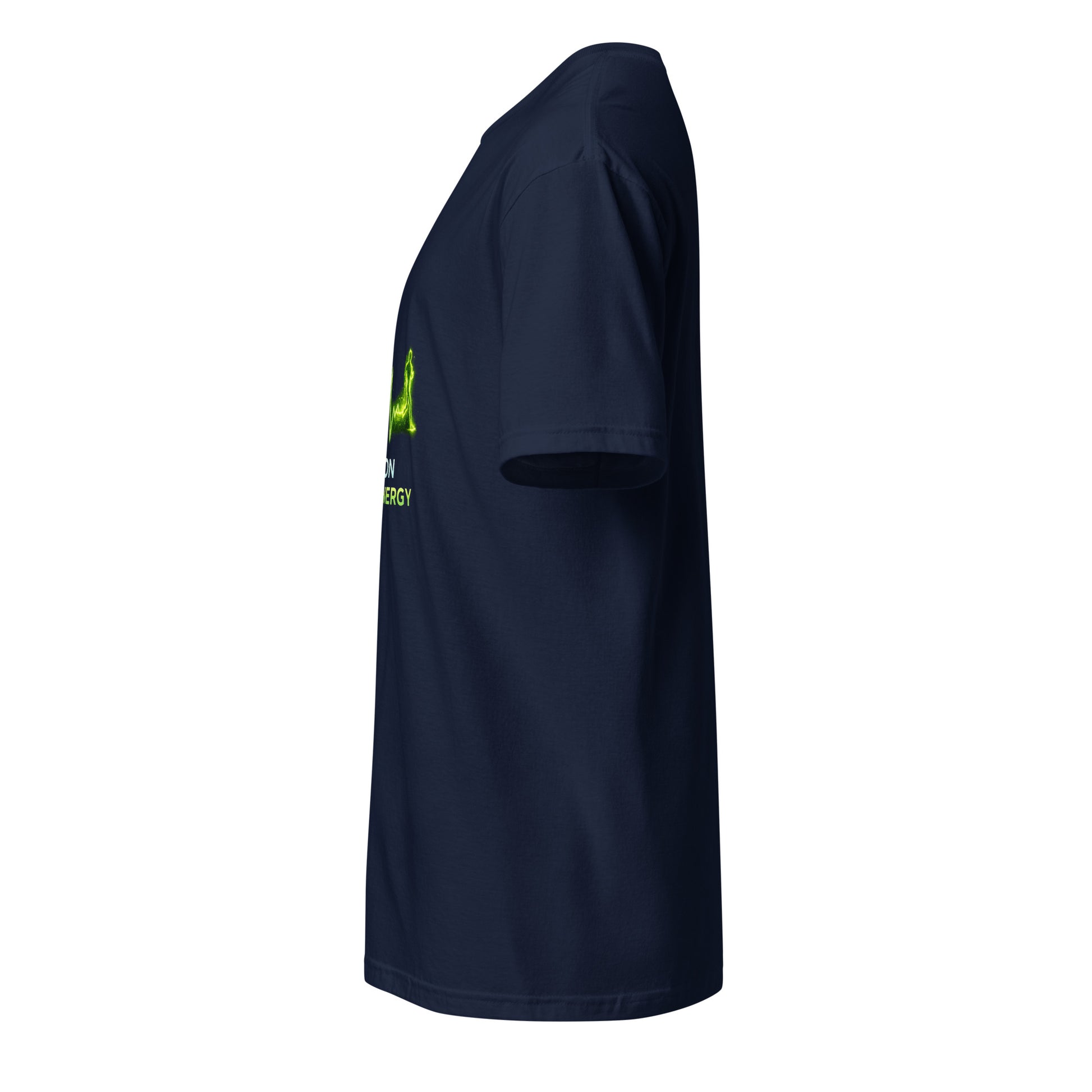 Run On Human Energy – Motivational Fitness - Short-Sleeve Unisex T-Shirt - Graphic Tee - Navy - Left side