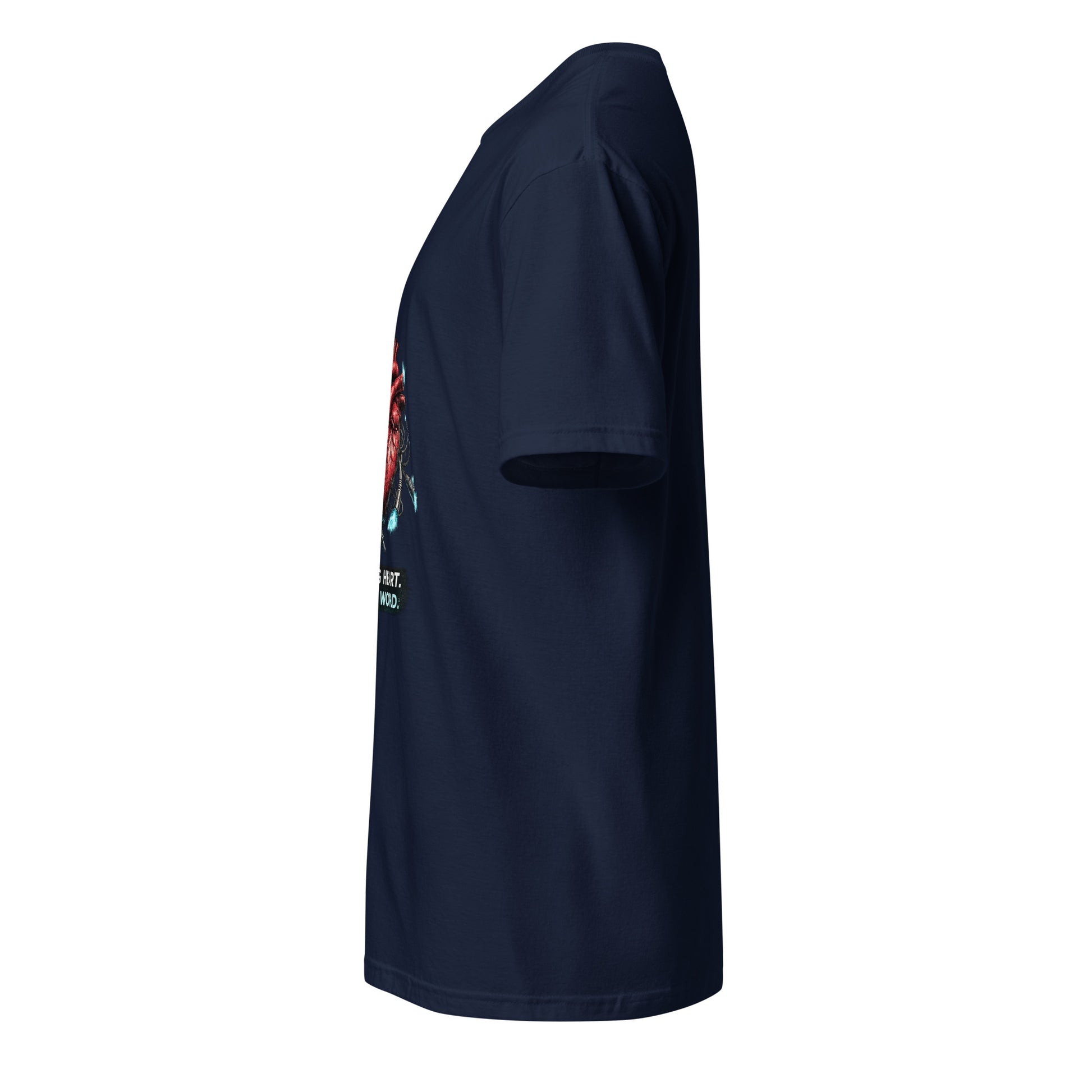 Analog Heart. Digital World. – Cyber Philosophy - Short-Sleeve Unisex T-Shirt - Graphic Tee - Navy - Left side
