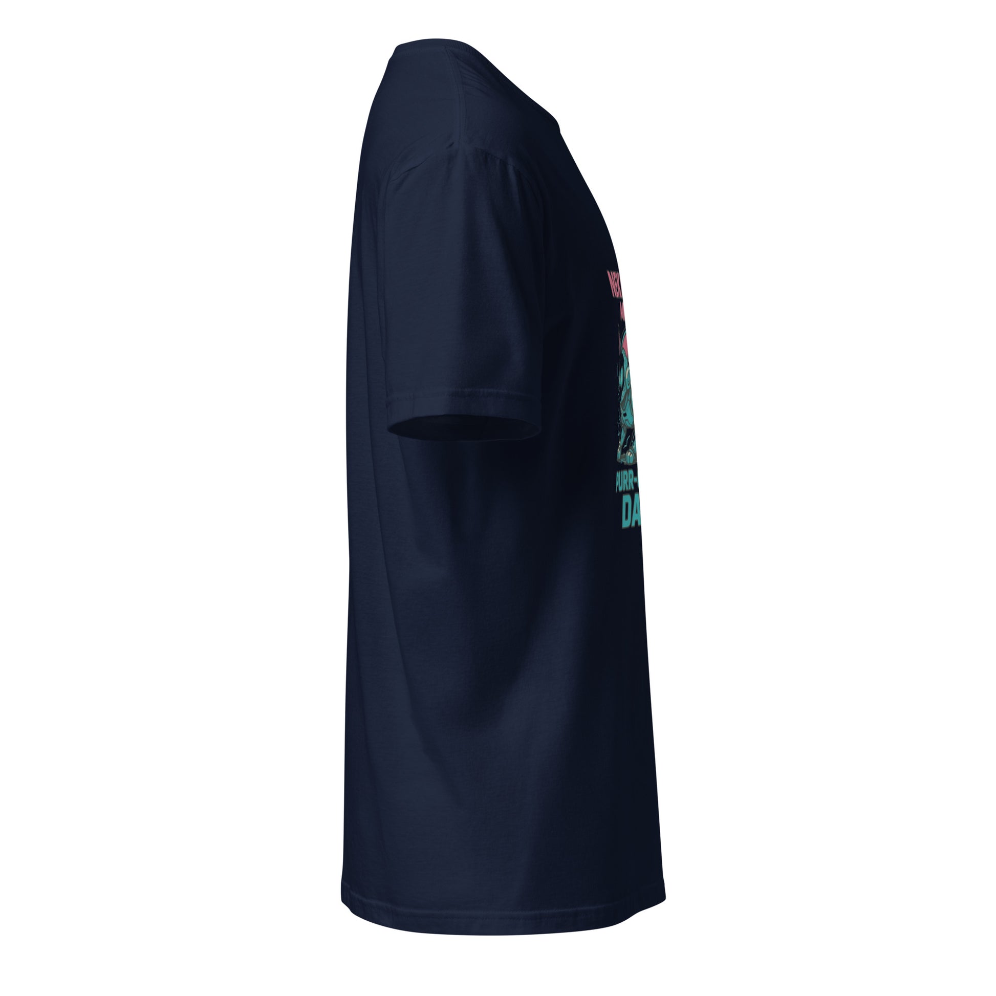 Neko-Bot Mk. II – “Purr-cessing Data…” - Short-Sleeve Unisex T-Shirt - Graphic Tee - Navy - Right side