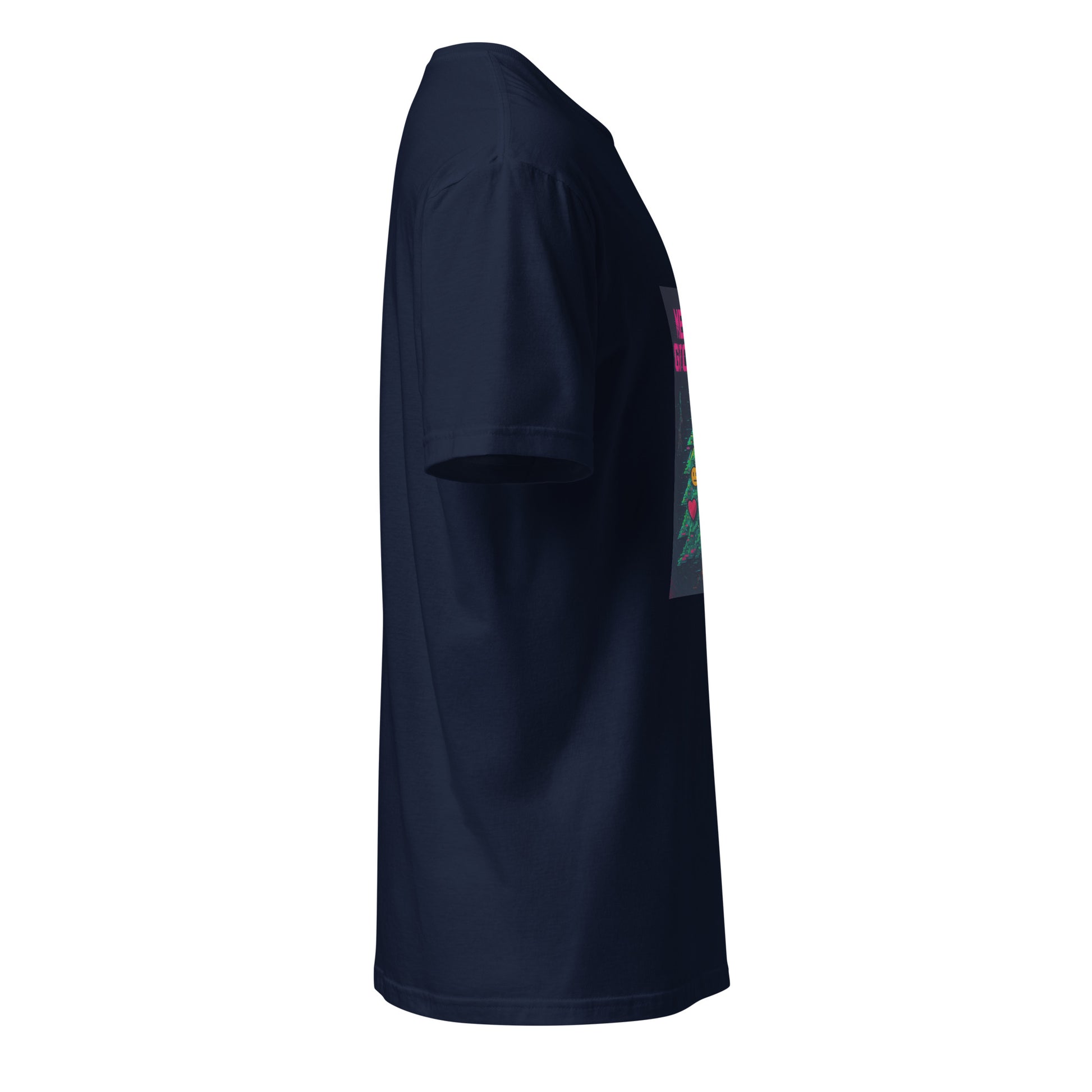 Merry Glitchmas - Cyber Christmas - Short-Sleeve Unisex T-Shirt - Graphic Tee - Navy - Right side