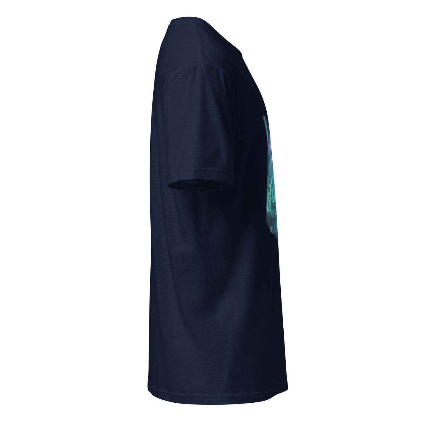 Quantum Forest – Digital Nature Fusion - Short-Sleeve Unisex T-Shirt - Graphic Tee - Navy - Right side