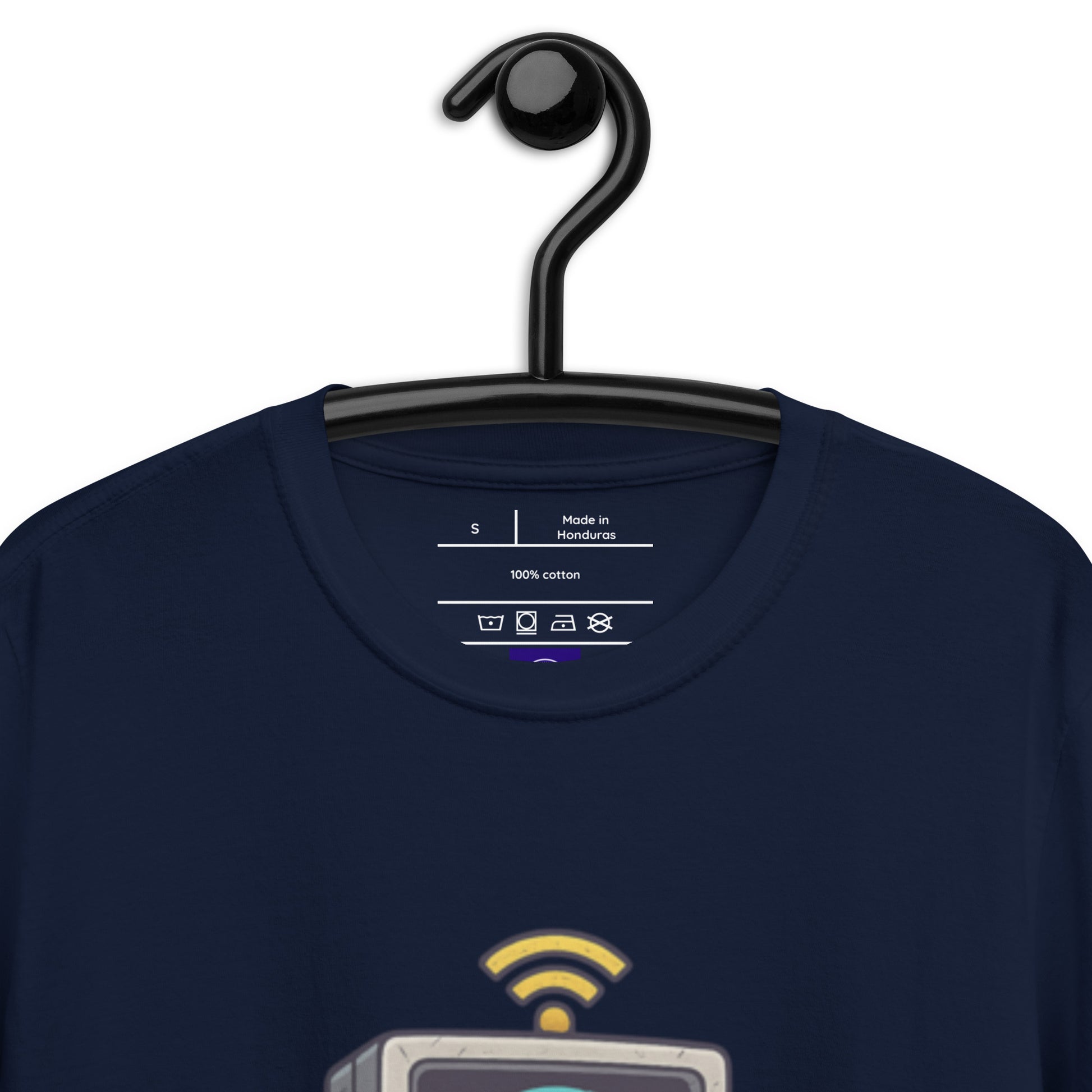 Digital Destroyer - Skeleton Bandwidth Battle - Short-Sleeve Unisex T-Shirt - Graphic Tee - Navy - Front Neckline