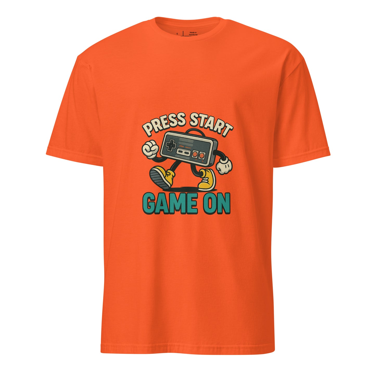 Press Start - Retro Gamer - Short-Sleeve T-Shirt - Graphic Tee - Orange - Front