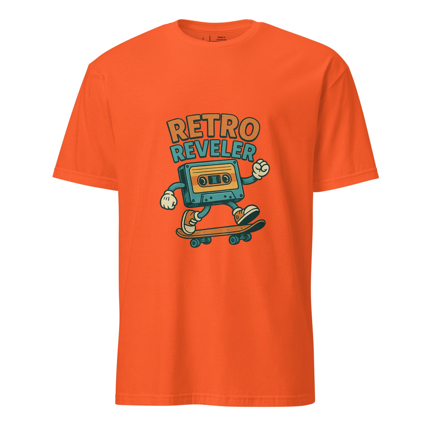 Retro Reveler - Nostalgic Nod - Short-Sleeve Unisex T-Shirt - Graphic Tee - Orange - Front