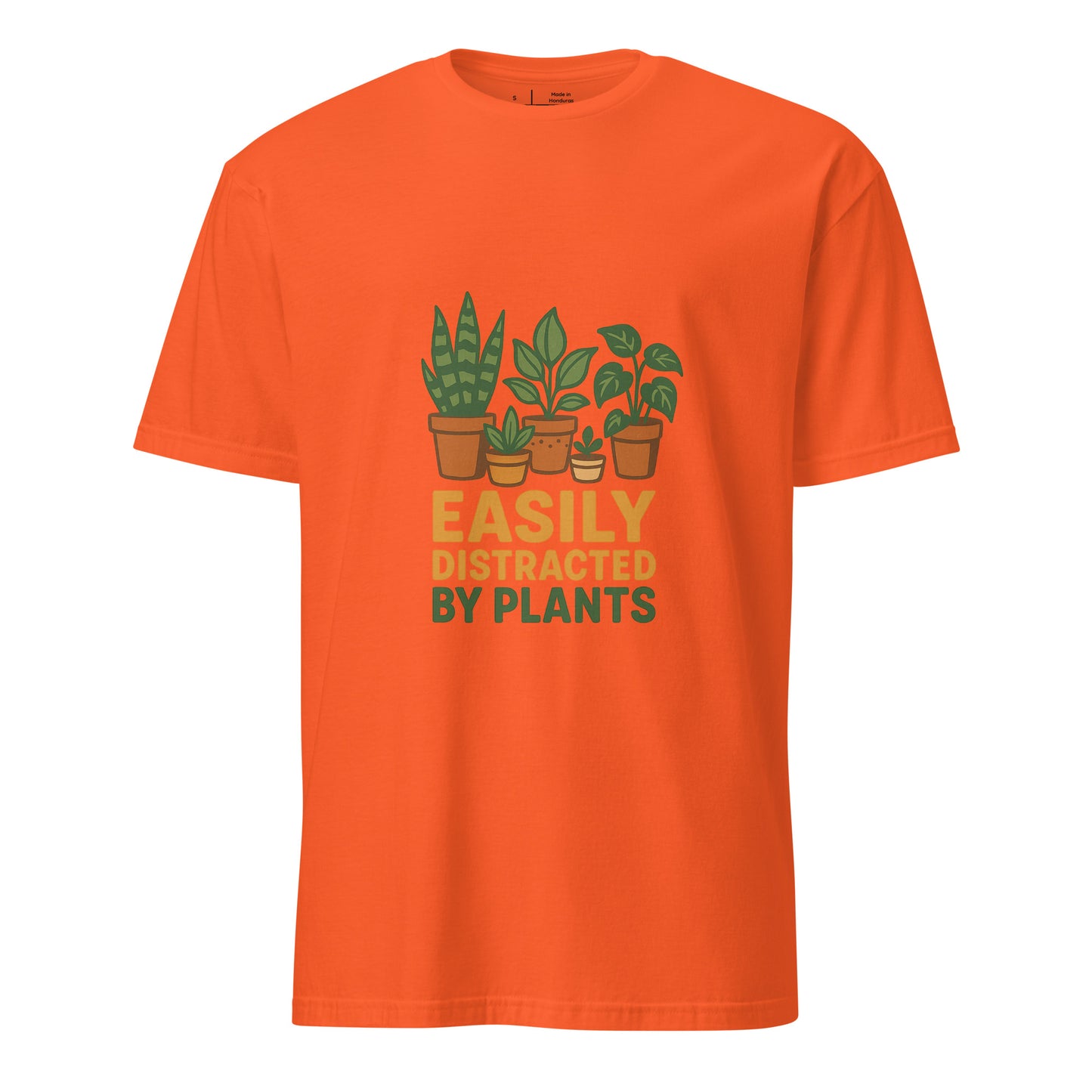 Easily Distracted By Plants - Short-Sleeve Unisex T-Shirt - Graphic Tee - Orange - Front