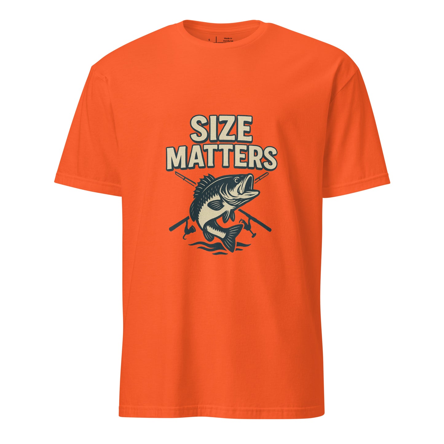 Size Matters - Fishing Reel Talk - Short-Sleeve Unisex T-Shirt - Graphic Tee - Orange - Front
