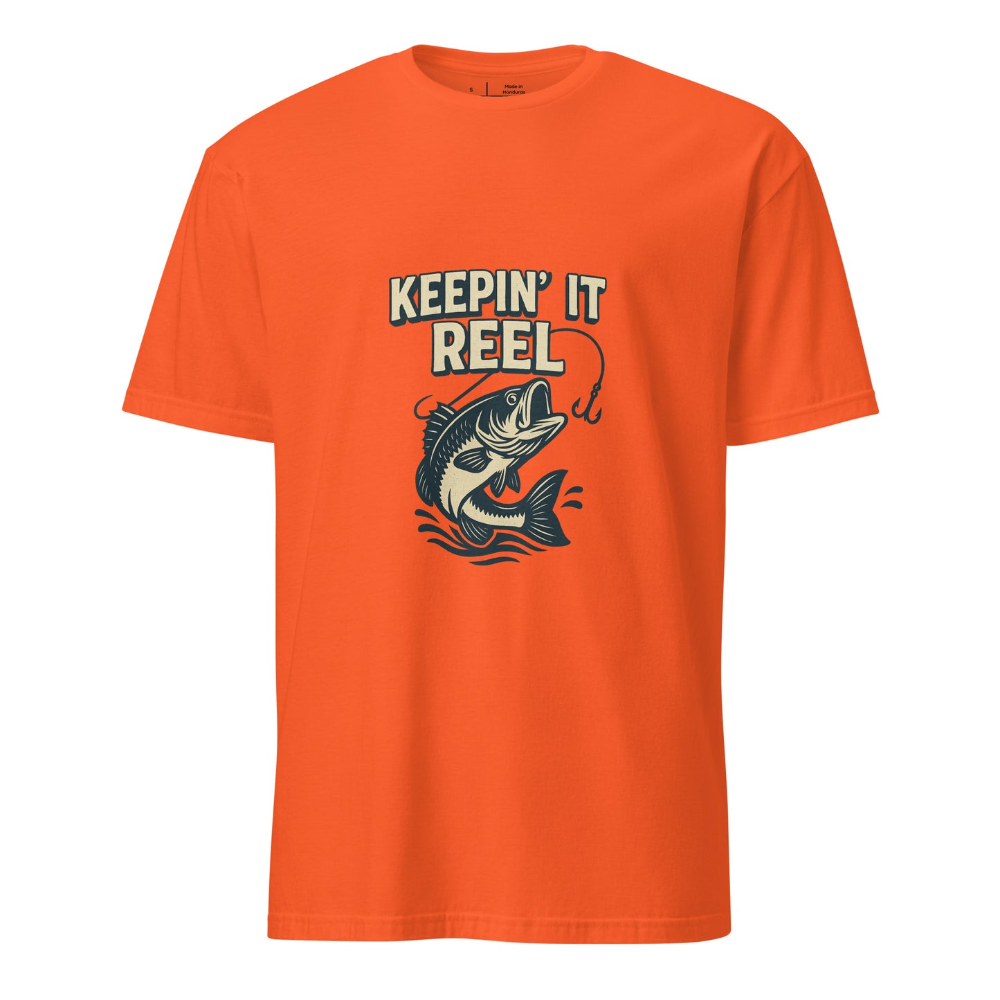Keepin It Reel - Fishing Slogan - Short-Sleeve Unisex T-Shirt - Graphic Tee - Orange - Front
