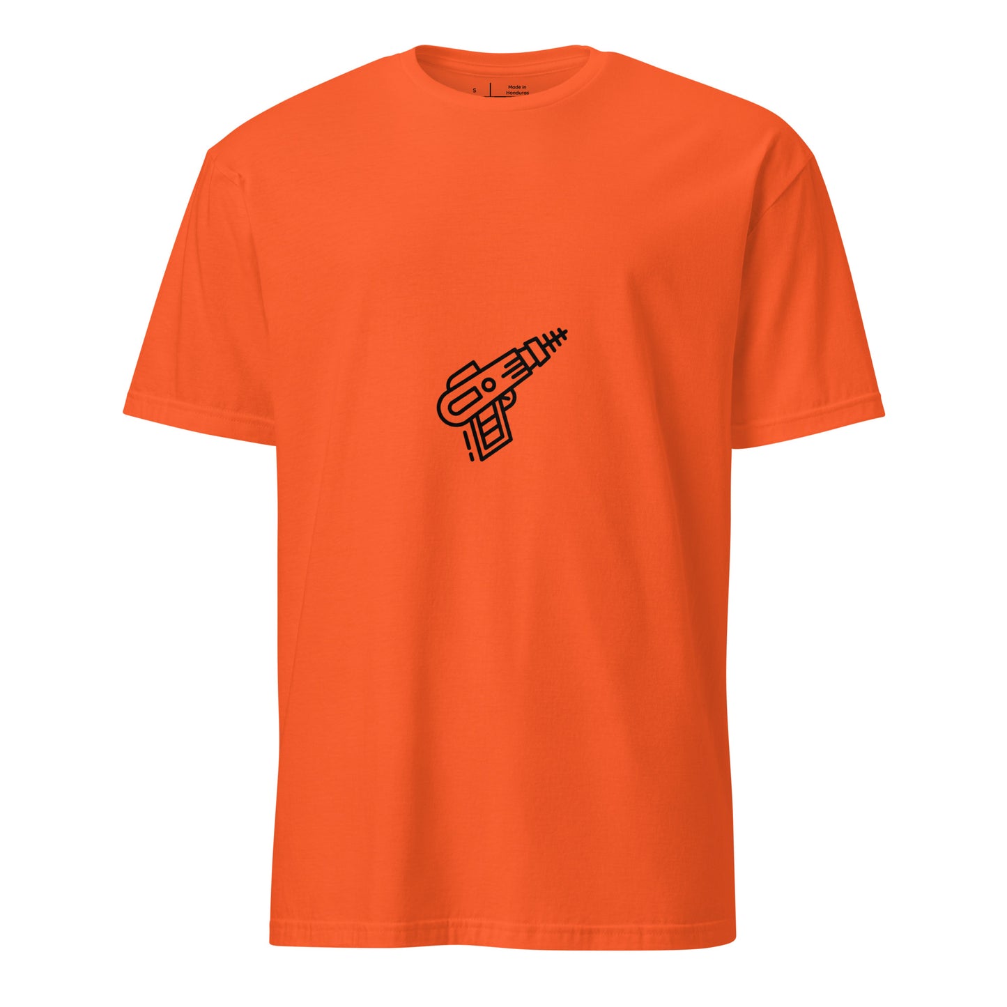 Blasta - Sci-Fi Minimalist Ray Gun - Short-Sleeve Unisex T-Shirt - Graphic Tee - Orange - Front