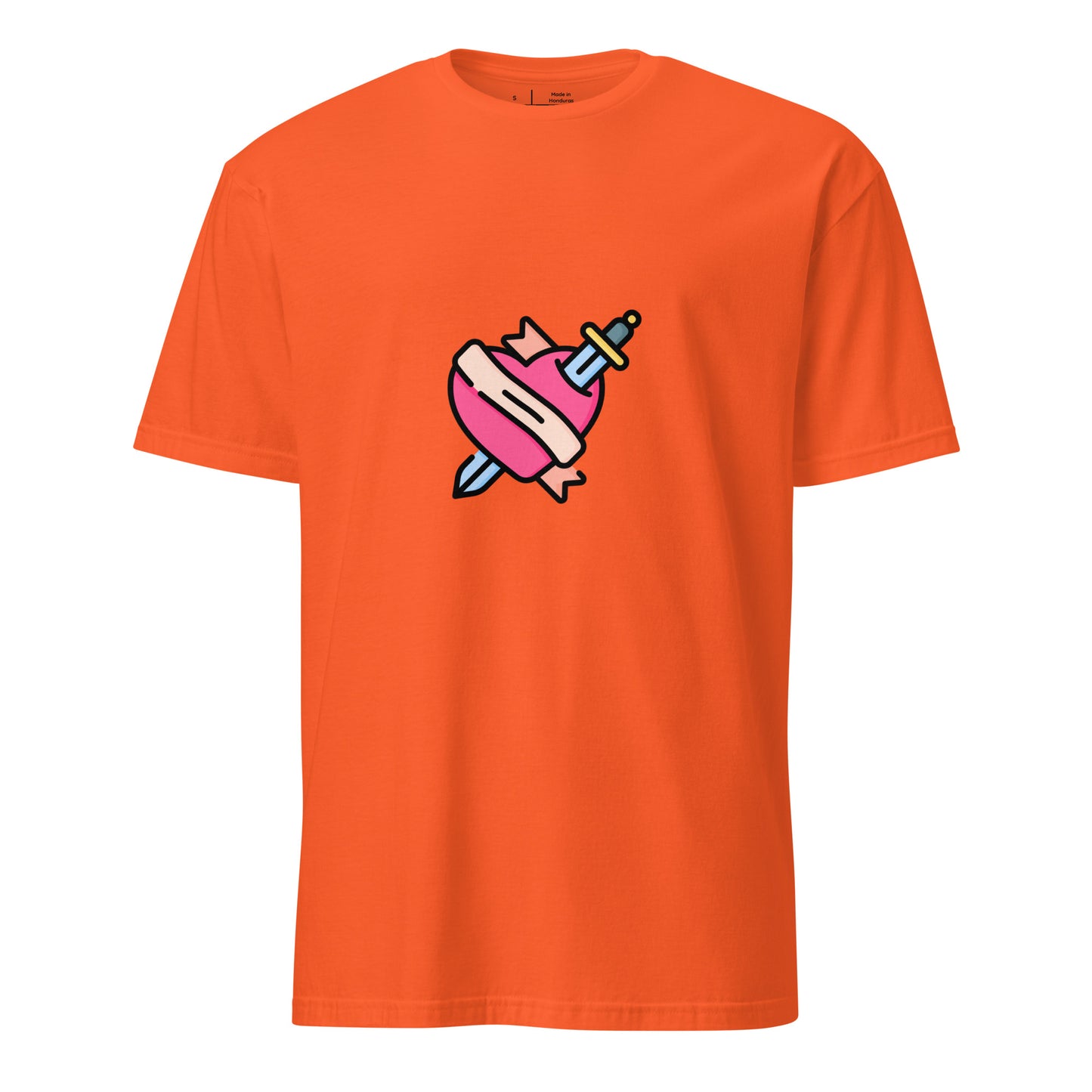 Heart & Dagger - Tattoo-Inspired Art - Short-Sleeve Unisex T-Shirt - Graphic Tee - Orange - Front