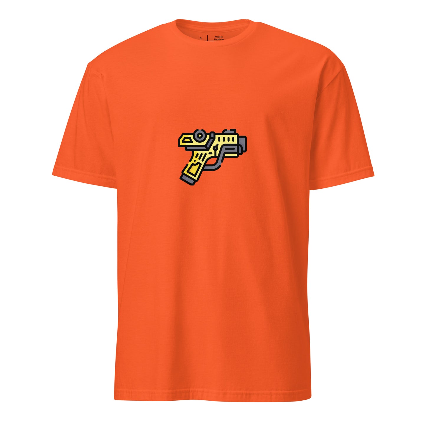 Cyber Gun - Sci-Fi Cartoon Design - Short-Sleeve Unisex T-Shirt - Graphic Tee - Orange - Front