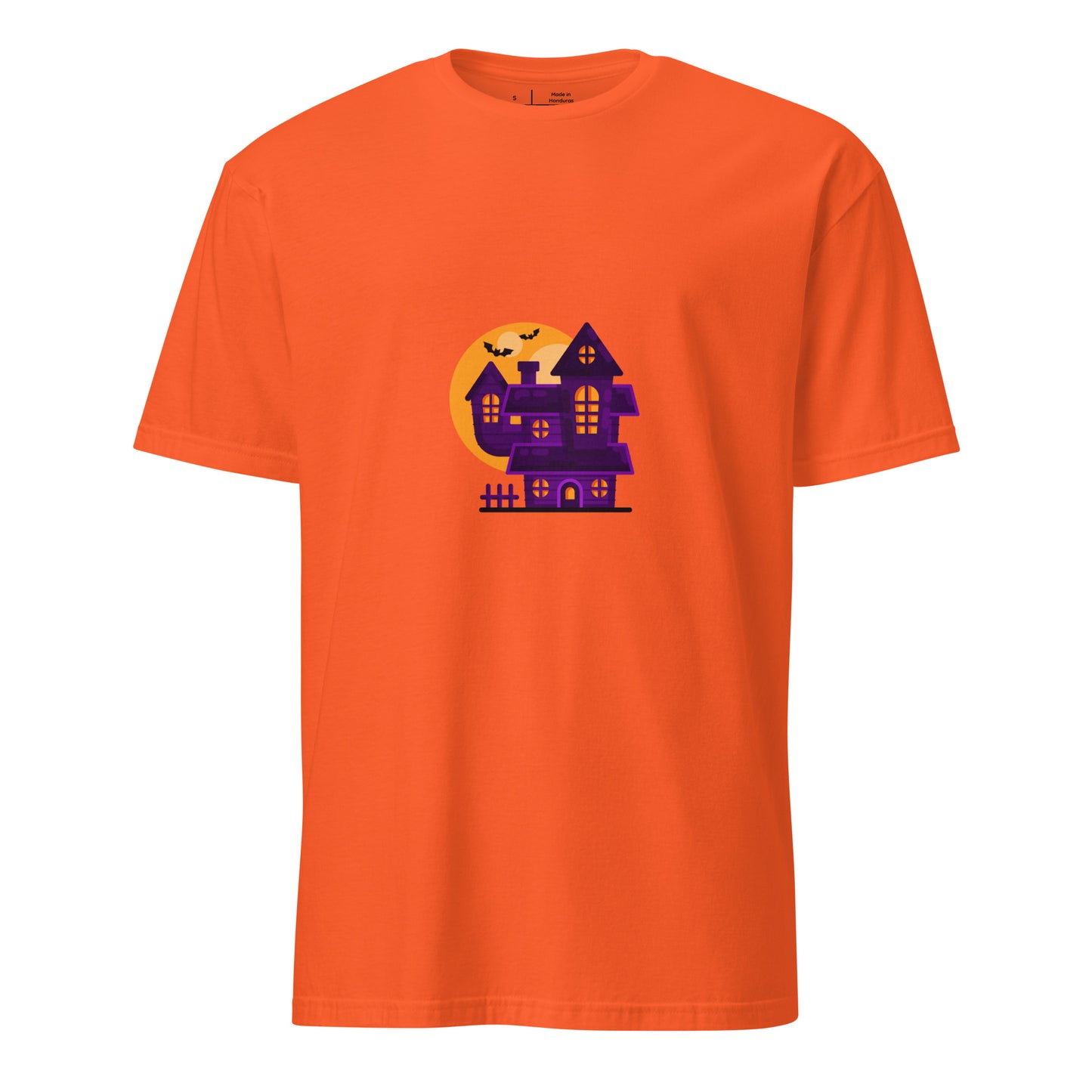 Haunted House - Moonlit Mischief - Short-Sleeve Unisex T-Shirt - Graphic Tee - Orange - Front 