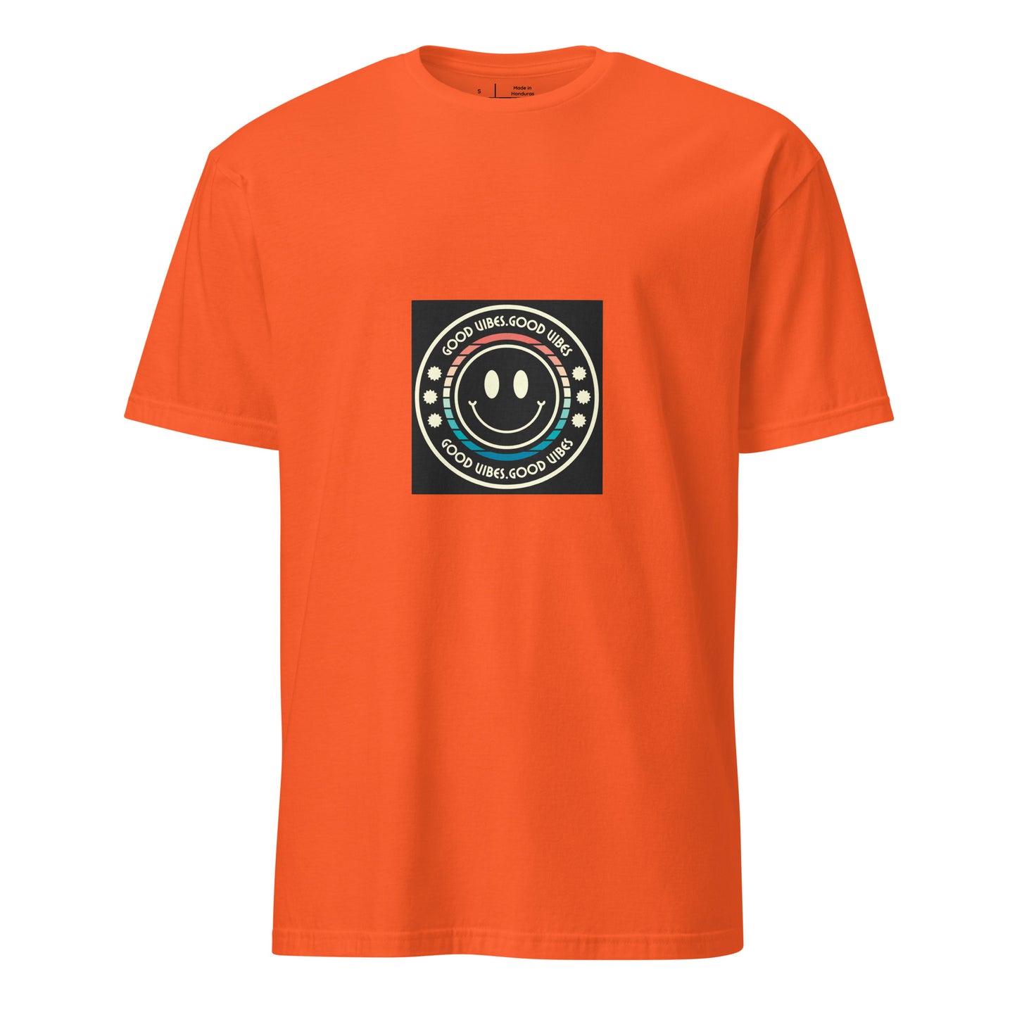 Good Vibes - Smiley Festival Energy - Short-Sleeve Unisex T-Shirt - Graphic Tee - Orange - Front