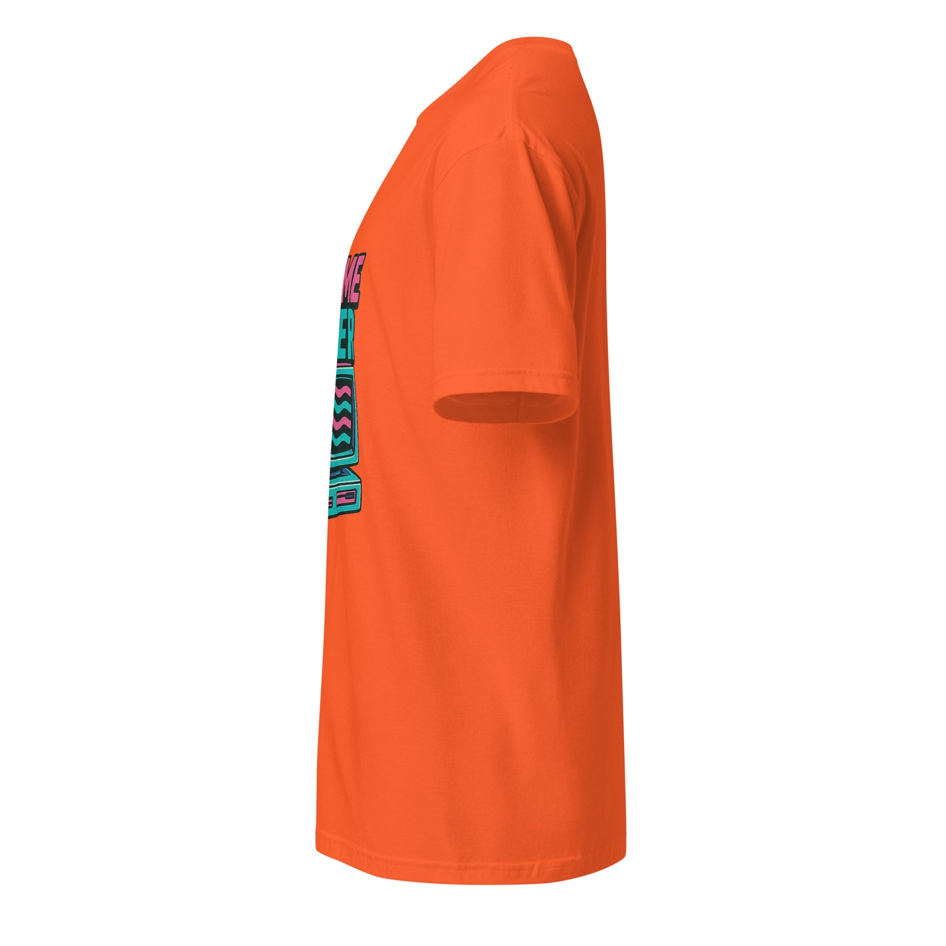 Game Over - Retro Gamer Glitch - Short-Sleeve Unisex T-Shirt - Graphic Tee - Orange - Left side