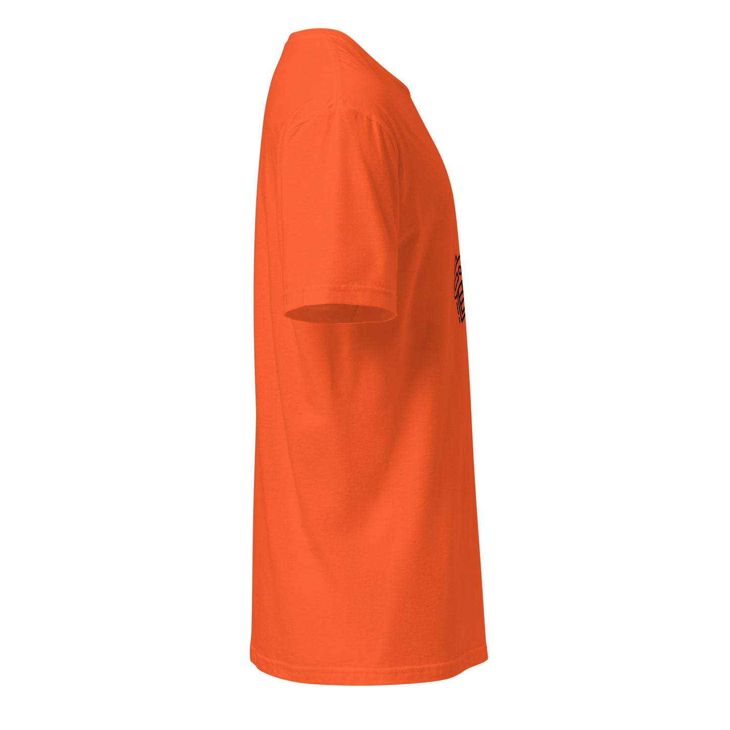 Blasta - Sci-Fi Minimalist Ray Gun - Short-Sleeve Unisex T-Shirt - Graphic Tee - Orange - Right side