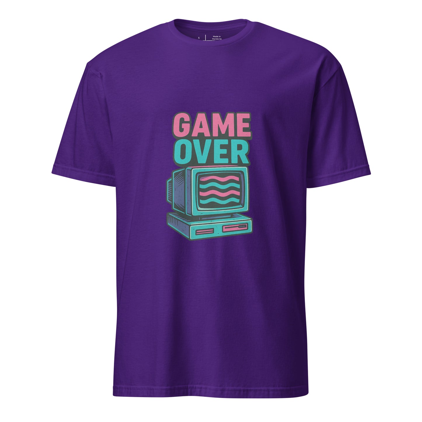 Game Over - Retro Gamer Glitch - Short-Sleeve Unisex T-Shirt - Graphic Tee - Purple - Front