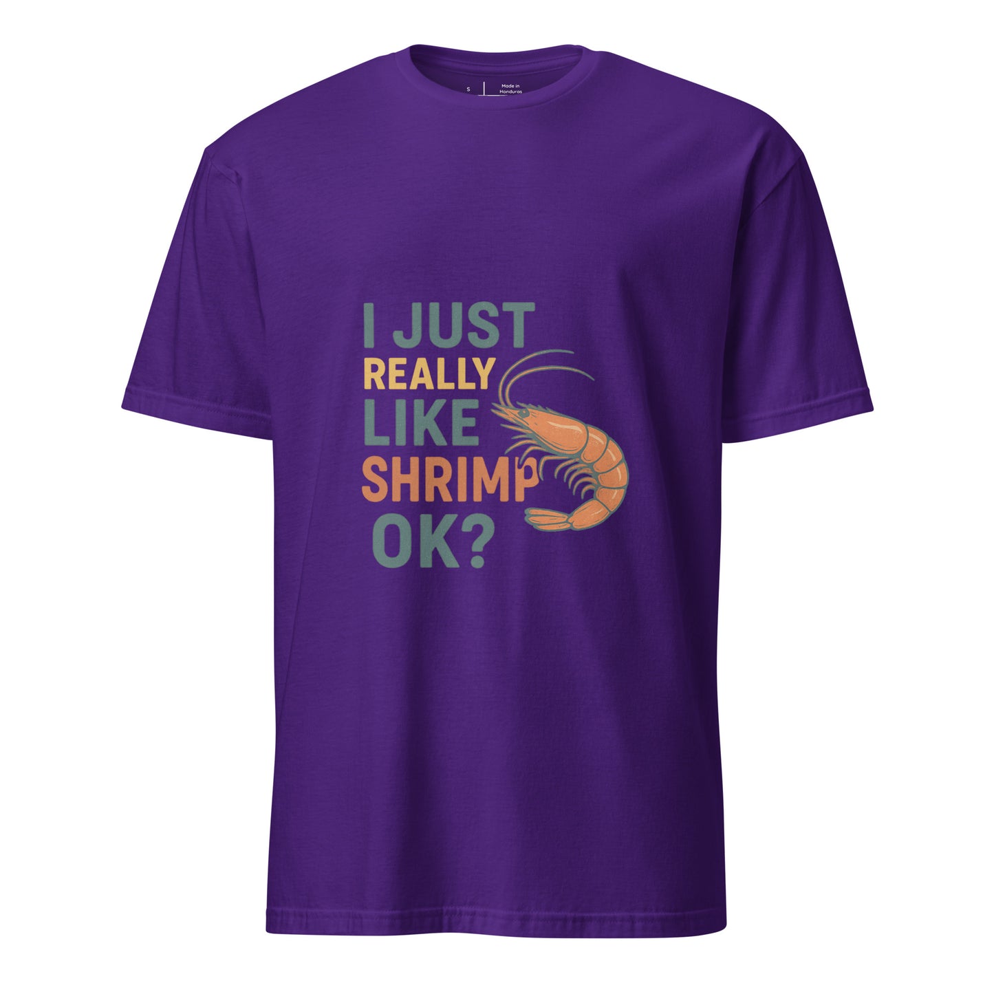 Like Shrimp - Funny Seafood Lover - Short-Sleeve Unisex T-Shirt - Graphic Tee - Purple - Front 
