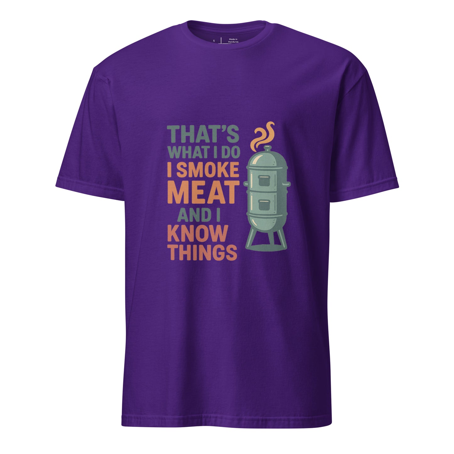 I Smoke Meat - BBQ Wisdom - Short-Sleeve Unisex T-Shirt - Graphic Tee - Purple - Front