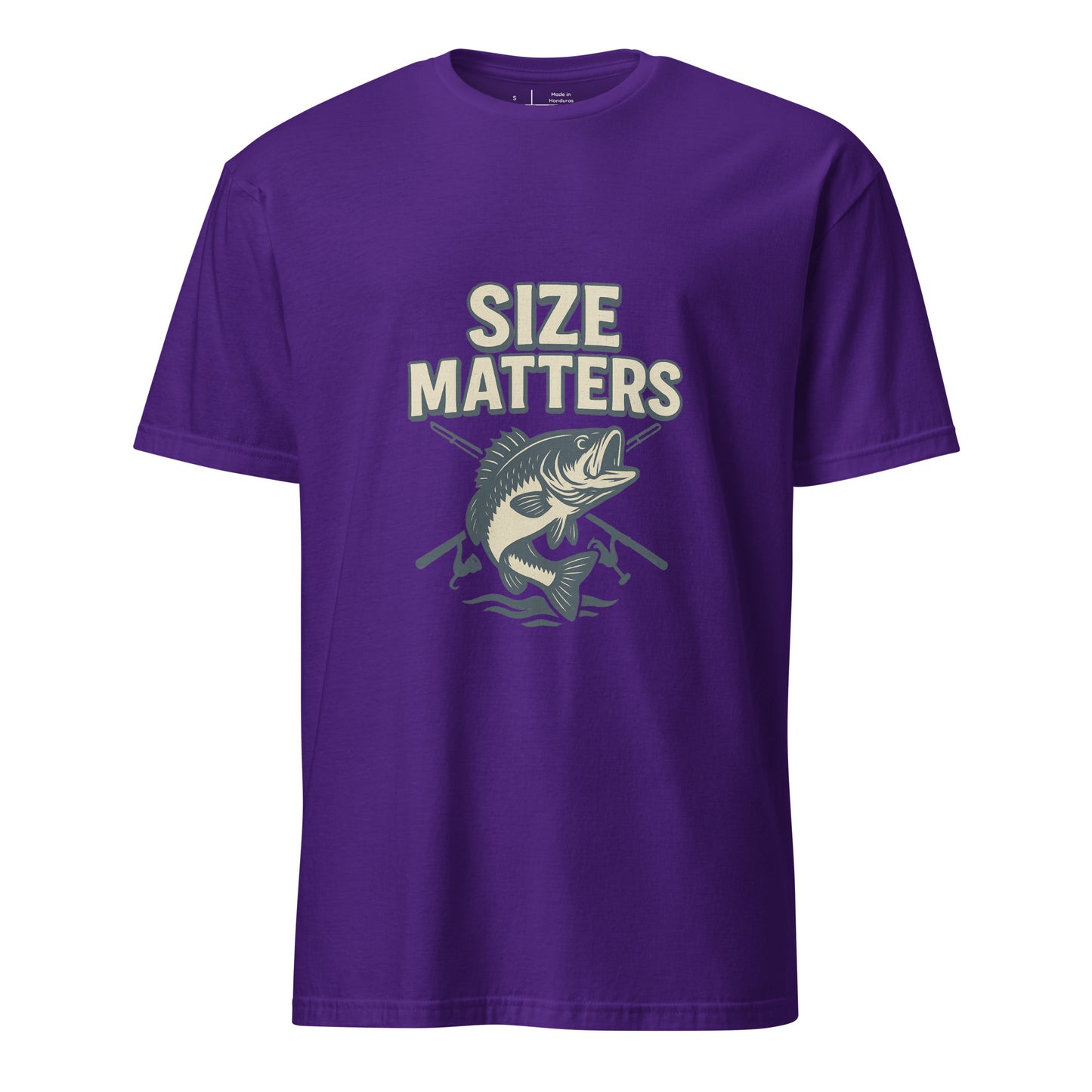 Size Matters - Fishing Reel Talk - Short-Sleeve Unisex T-Shirt - Graphic Tee - Purple - Front