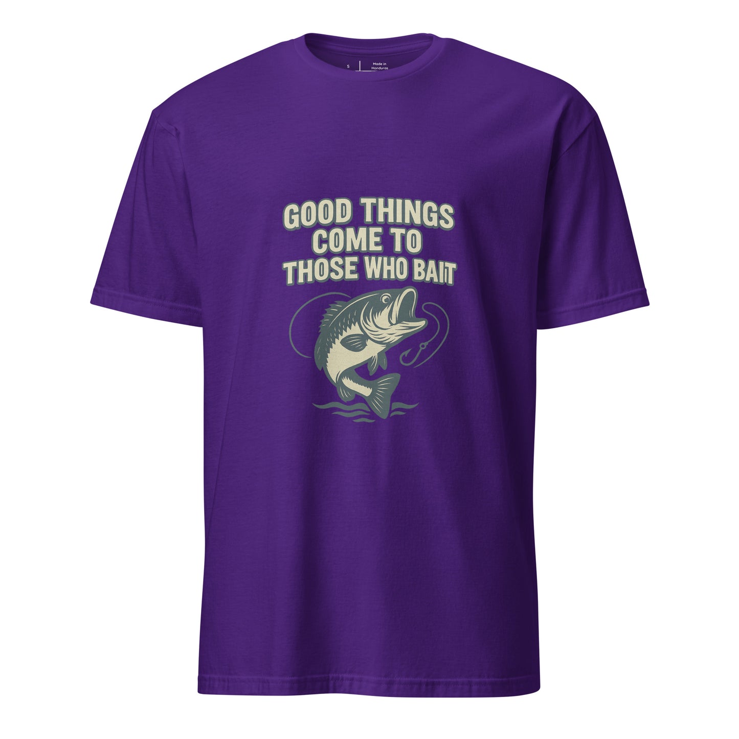 Good Things - Fishing Whitty Saying - Short-Sleeve Unisex T-Shirt - Graphic Tee - Purple - Front