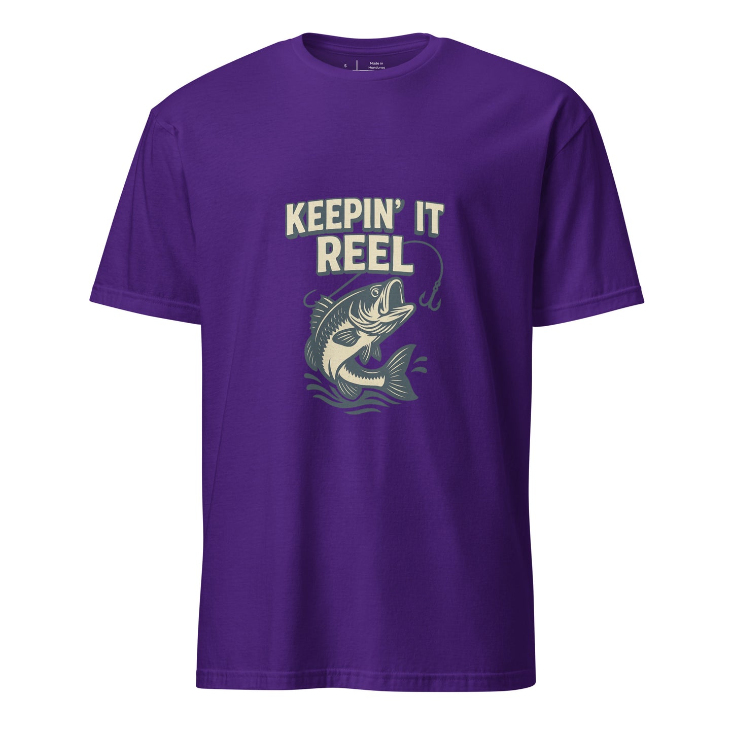 Keepin It Reel - Fishing Slogan - Short-Sleeve Unisex T-Shirt - Graphic Tee - Purple - Front