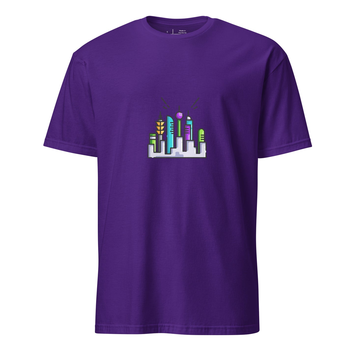 Cyber City 2 - Signal From The Skyline - Short-Sleeve Unisex T-Shirt - Graphic Tee - Purple - Front