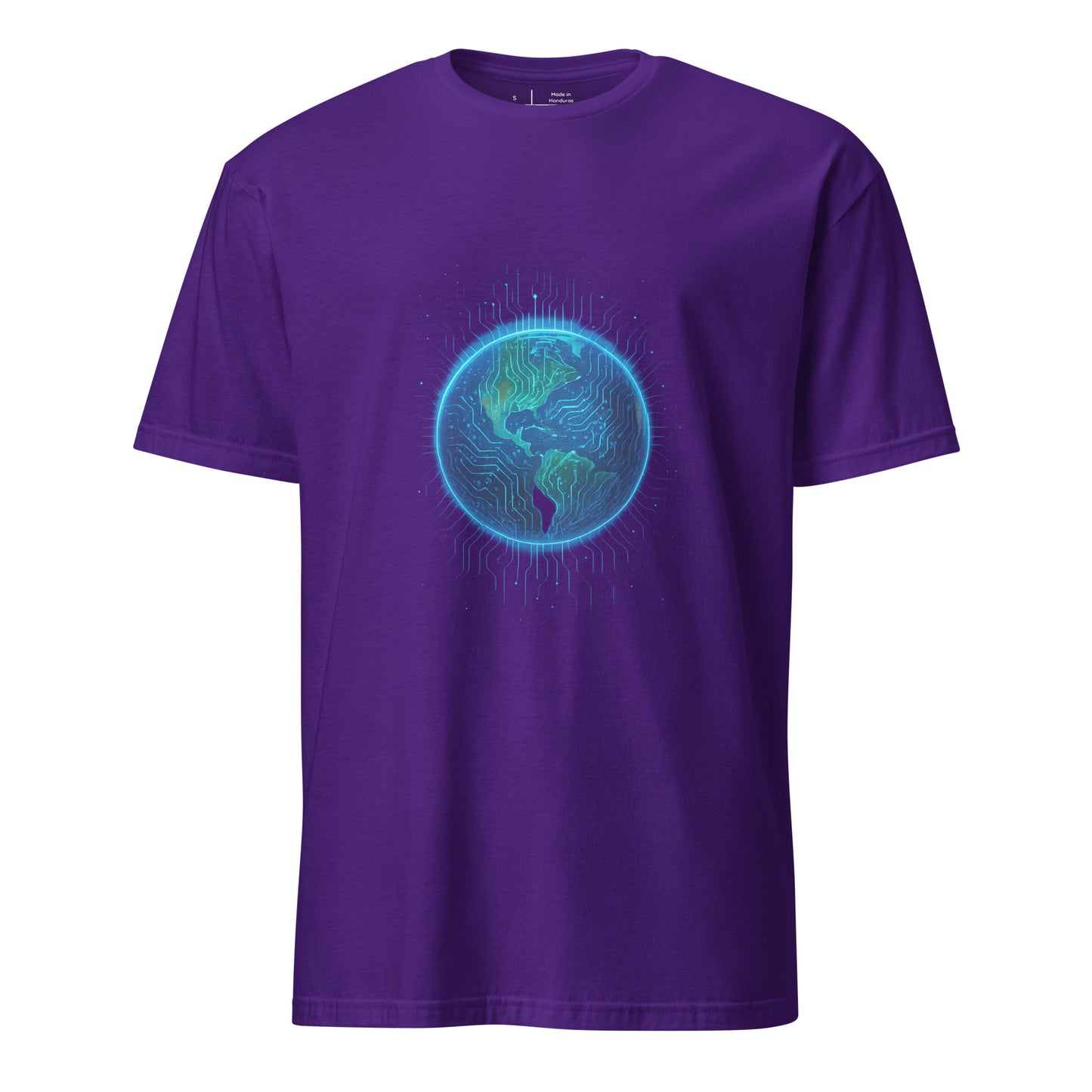 Cosmic Circuitry - Futuristic Cyberpunk - Short-Sleeve Unisex T-Shirt - Graphic Tee - Purple - Front