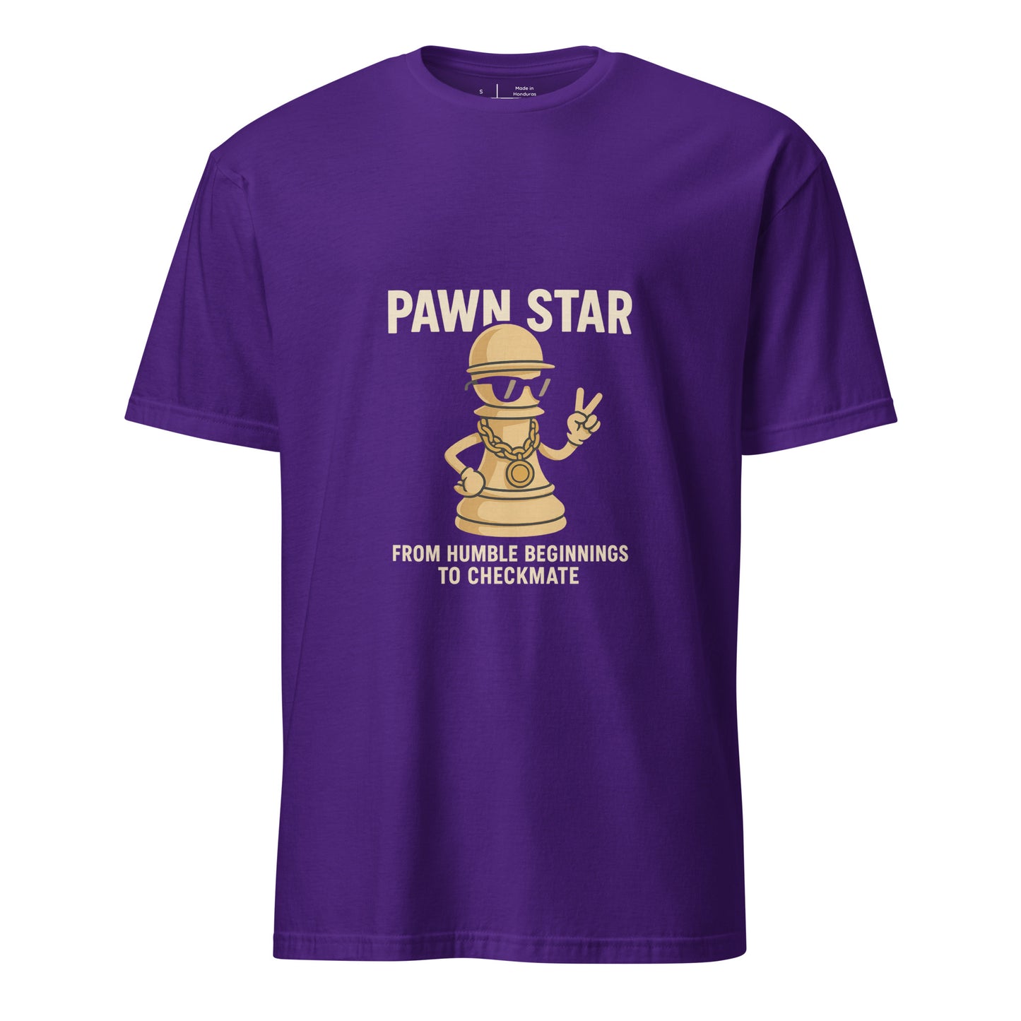 Pawn Star – Funny Chess Humour - Short-Sleeve Unisex T-Shirt - Graphic Tee - Purple - Front