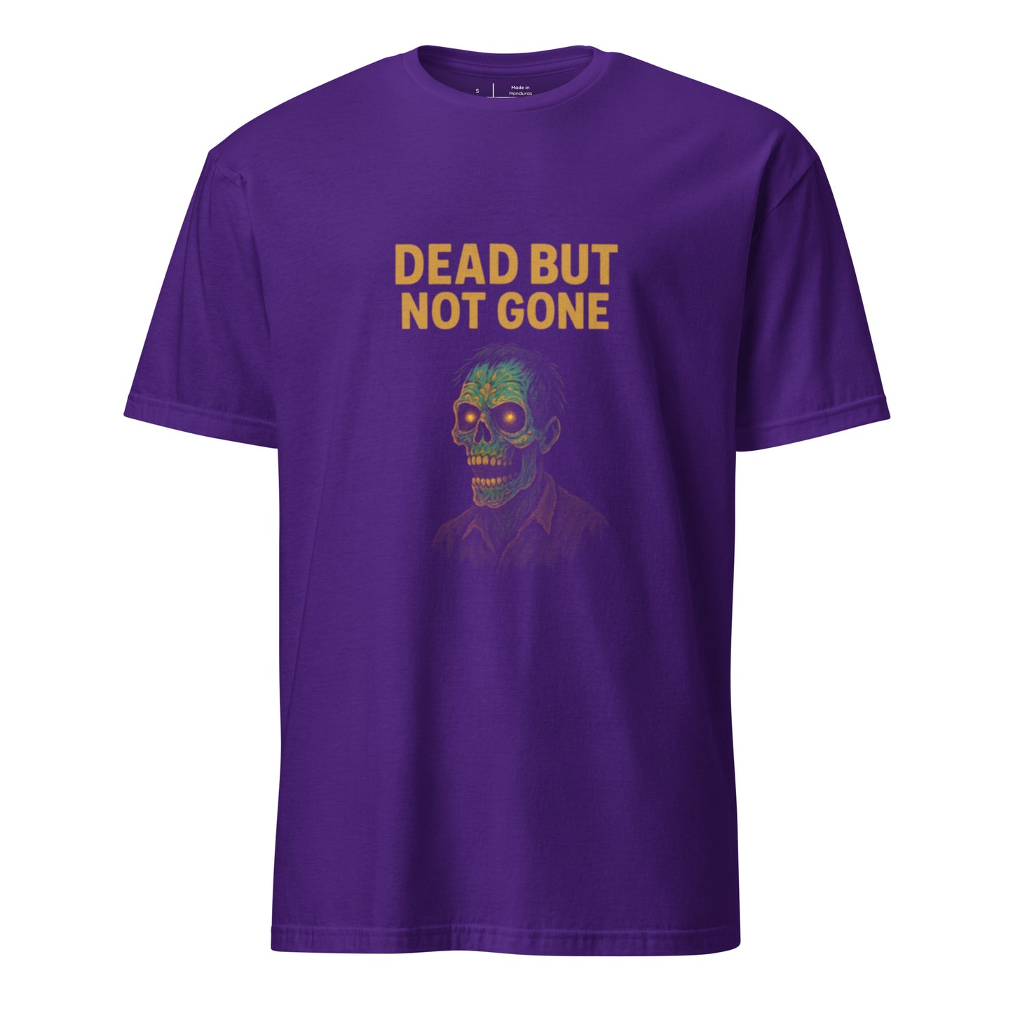 Dead But Not Gone – Neon Zombie Resurrection - Short-Sleeve Unisex T-Shirt - Graphic Tee - Purple - Front