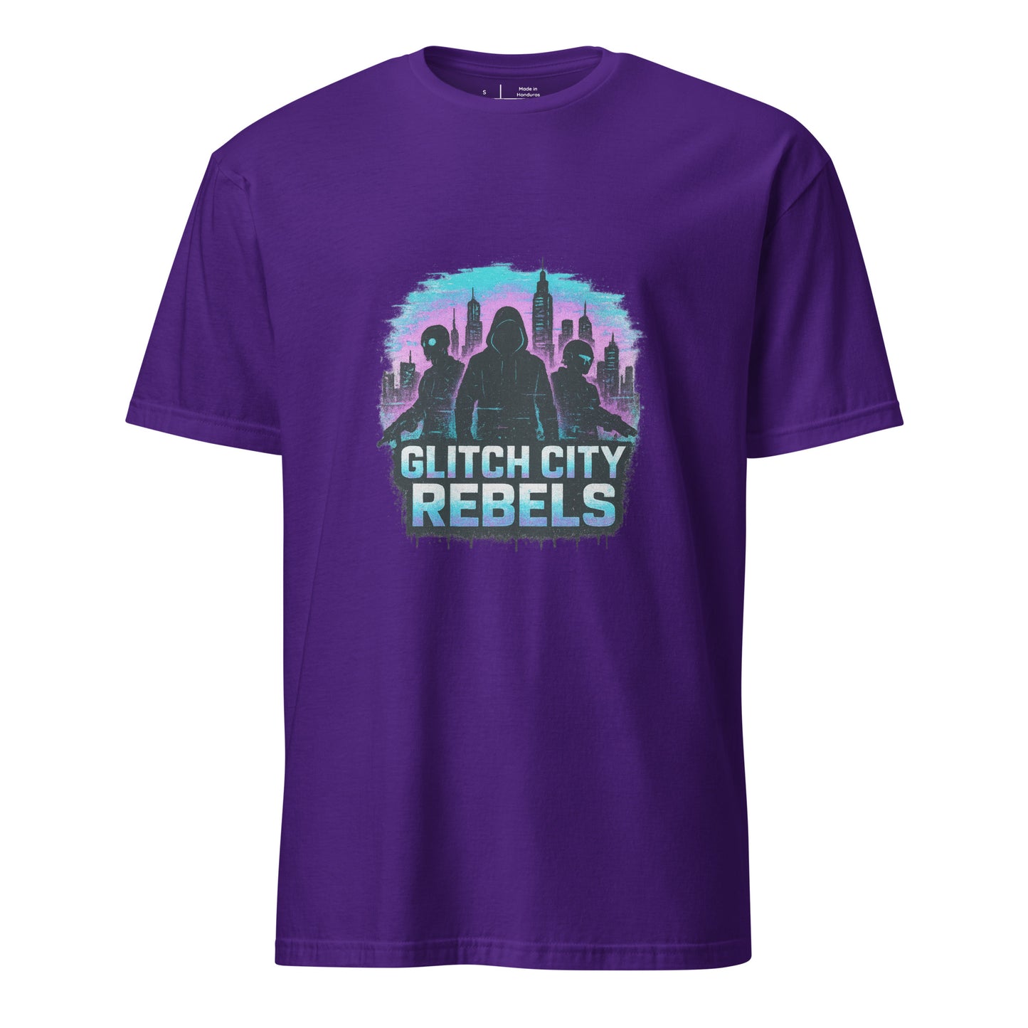 Glitch City Rebels - Digital Attitude - Short-Sleeve Unisex T-Shirt - Graphic Tee - Purple - Front