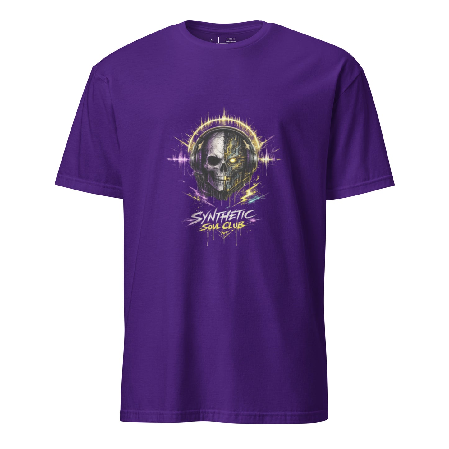 Synthetic Soul Club – Cyberpunk Music - Short-Sleeve Unisex T-Shirt - Graphic Tee - Purple - Front