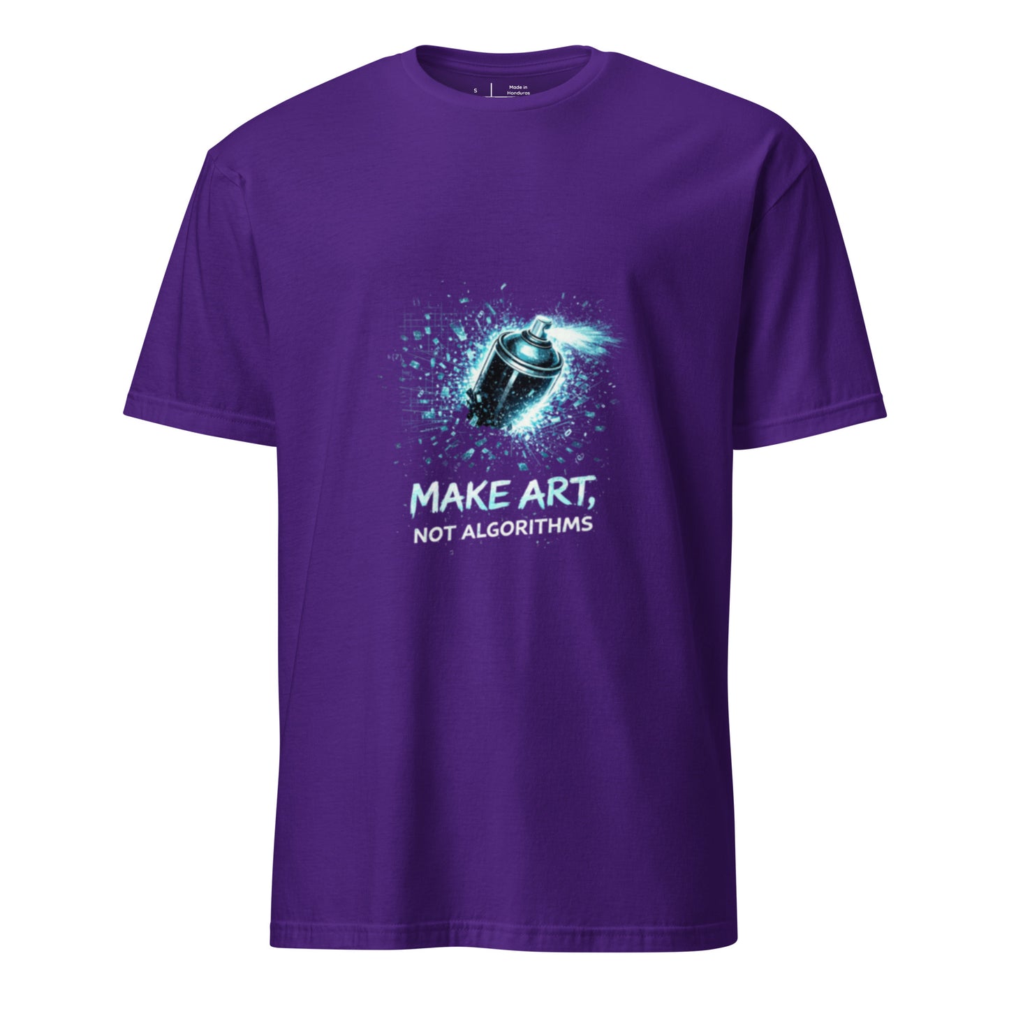 Make Art, Not Algorithms – Creative Rebellion Streetwear - Short-Sleeve Unisex T-Shirt - Graphic Tee - Purple - Front