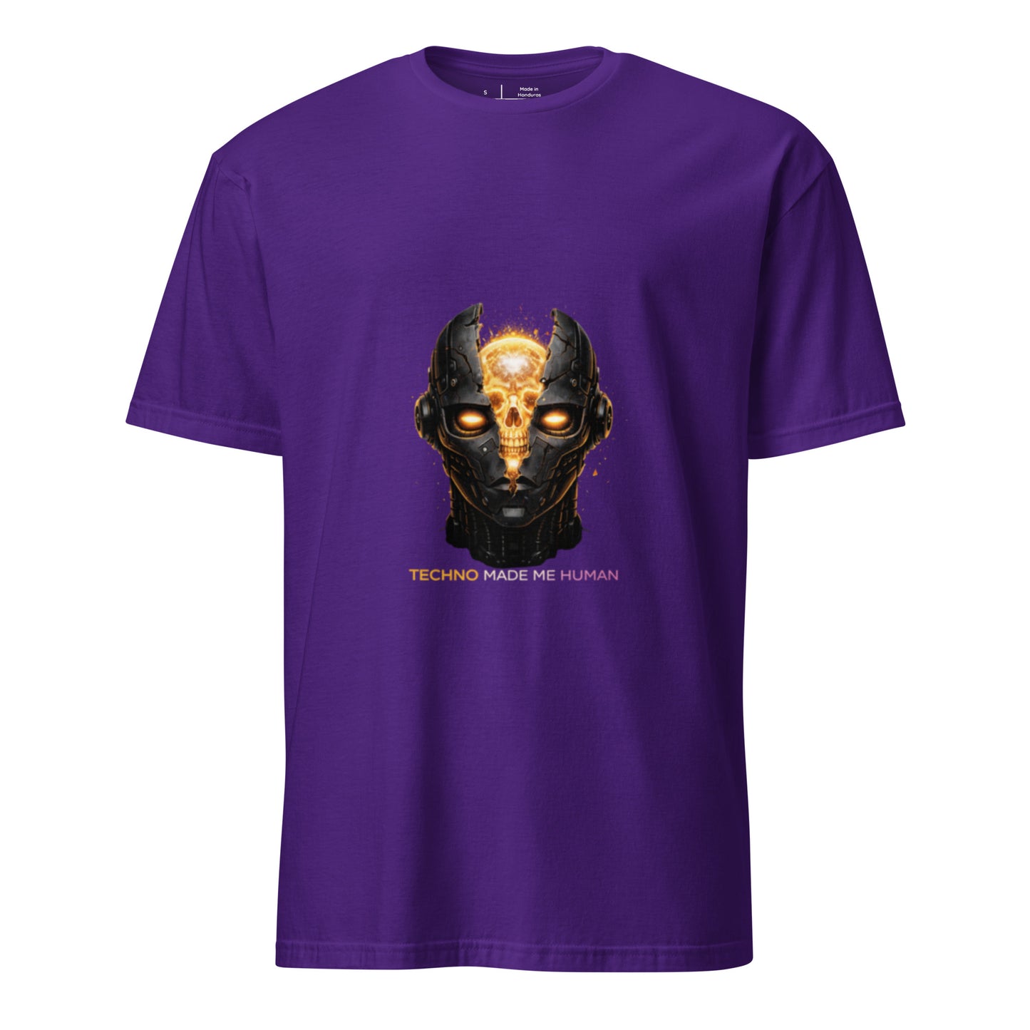 Techno Made Me Human – Dark Cyber Streetwear - Short-Sleeve Unisex T-Shirt - Graphic Tee - Purple - Front